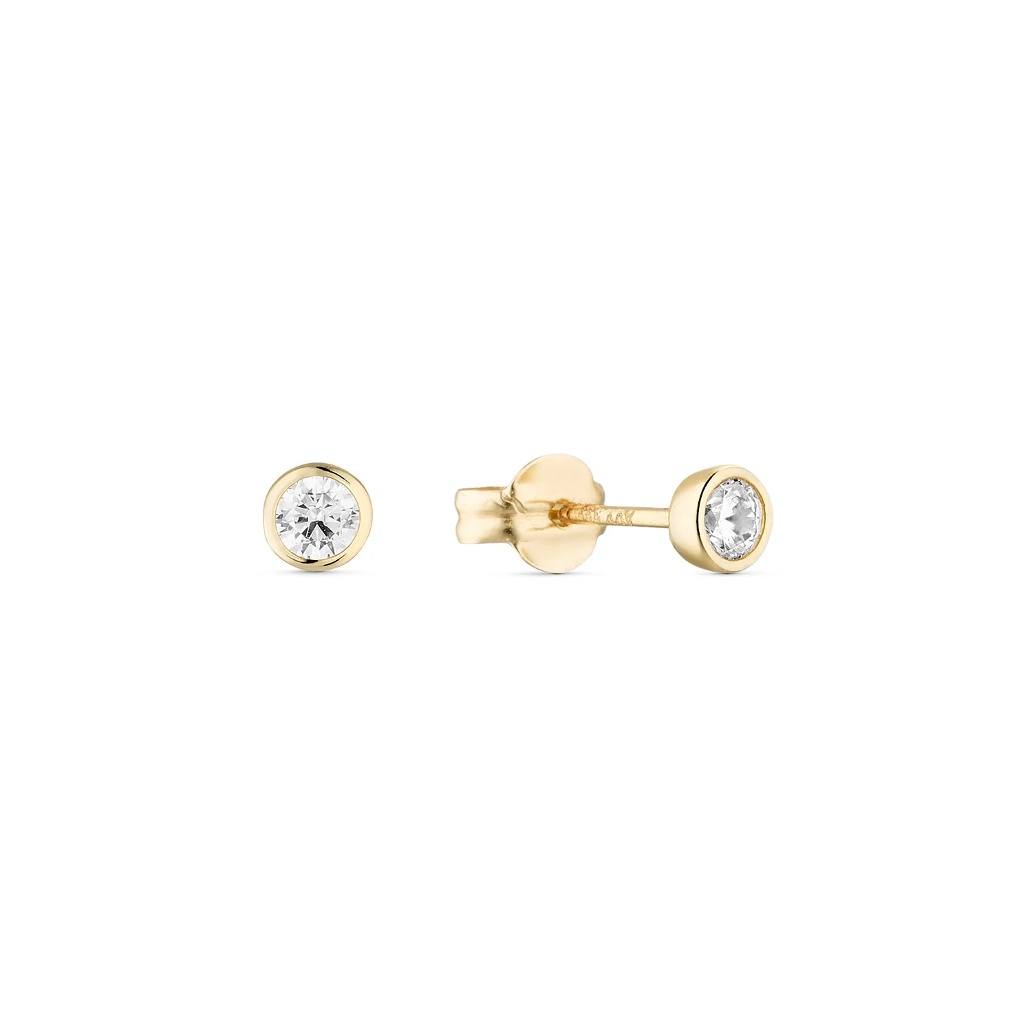 Vibholm GULD - Ørestikker m. zirkonia, rørfatning/3 mm - 14 kt. guld