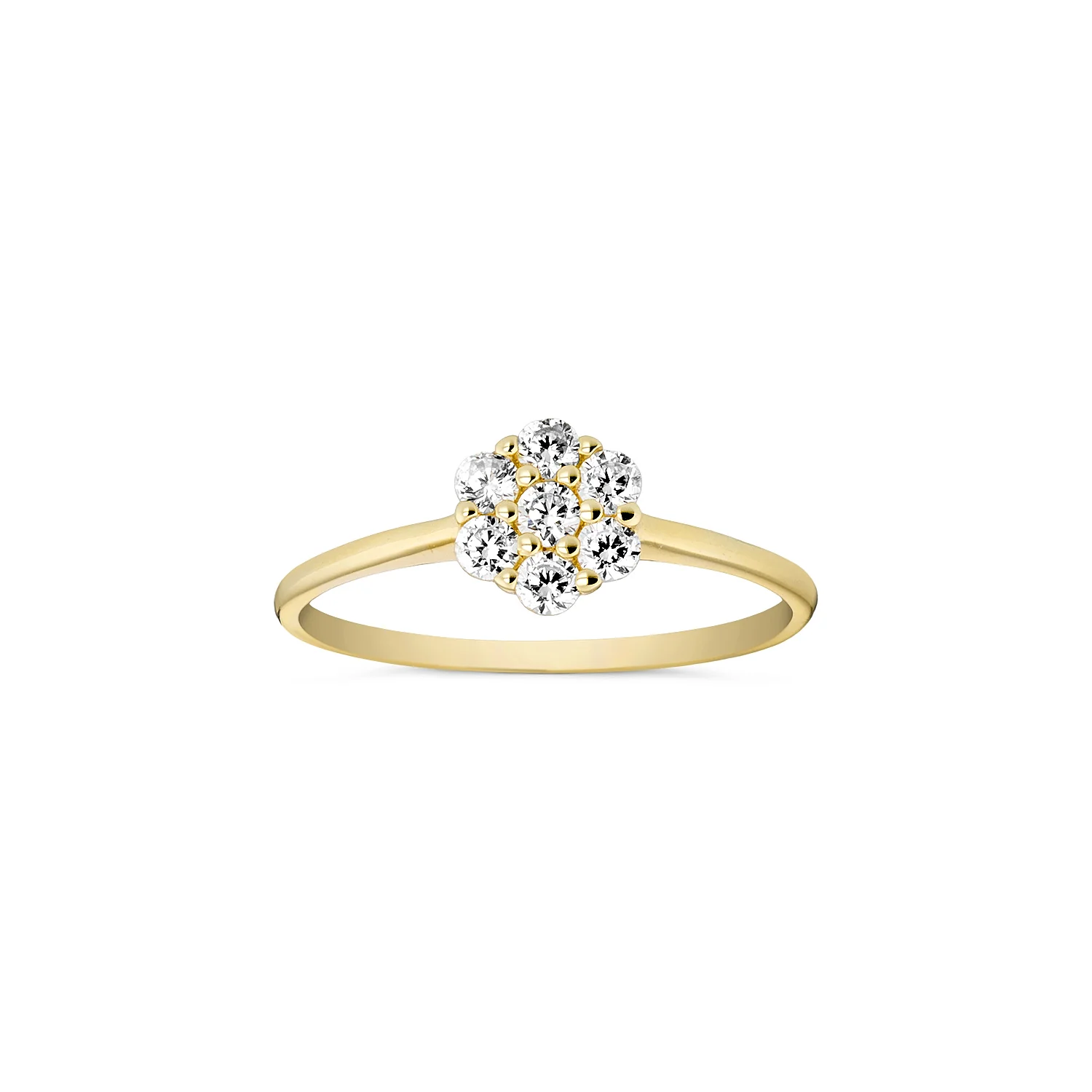 Vibholm GULD - Ring m. rund roset, zirkonia - 8 kt. guld