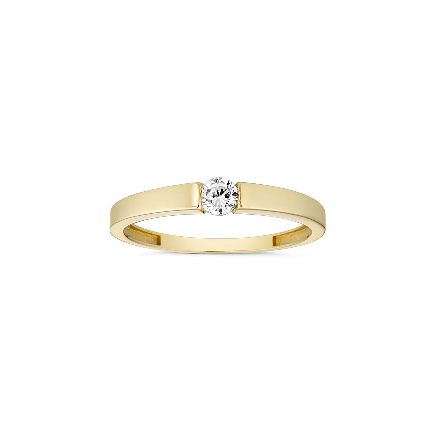 Vibholm GULD - Ring m. zirkonia, blank overflade - 8 kt. guld