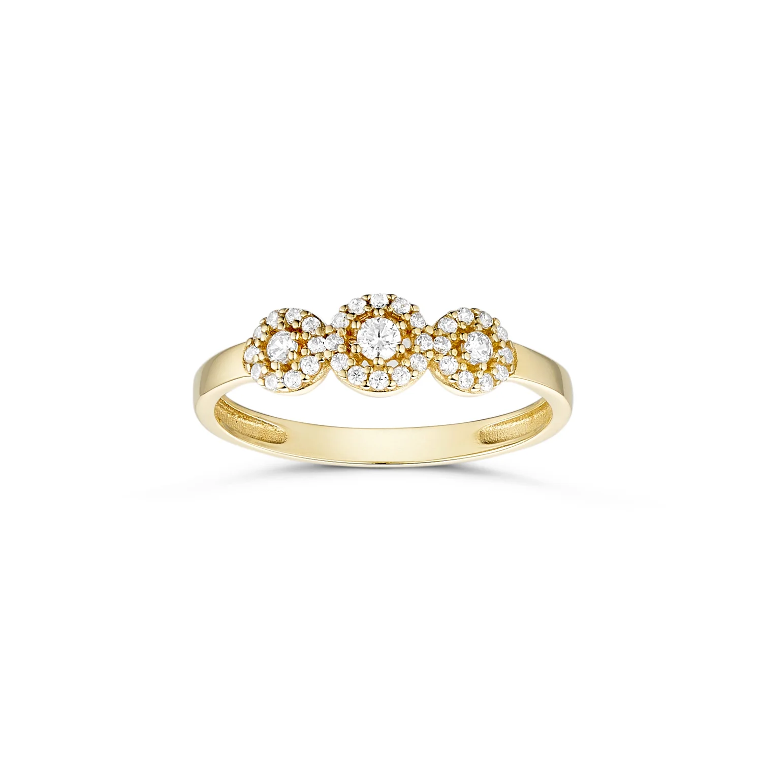 Vibholm GULD - Rosetring m. flere zirkonia - 8 kt. guld