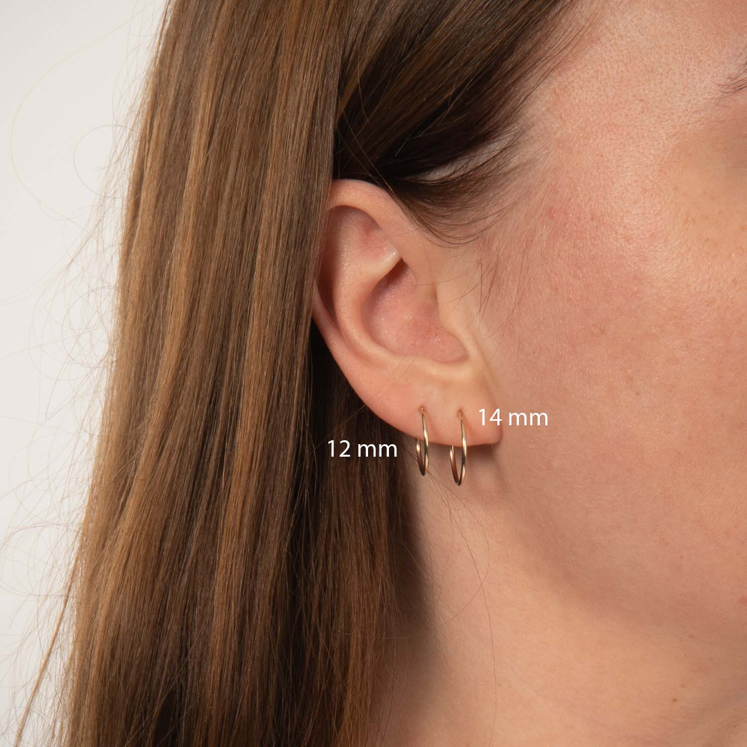 Vibholm GULD - Tube Creoler, 14mm - 14 kt. guld - Image 3