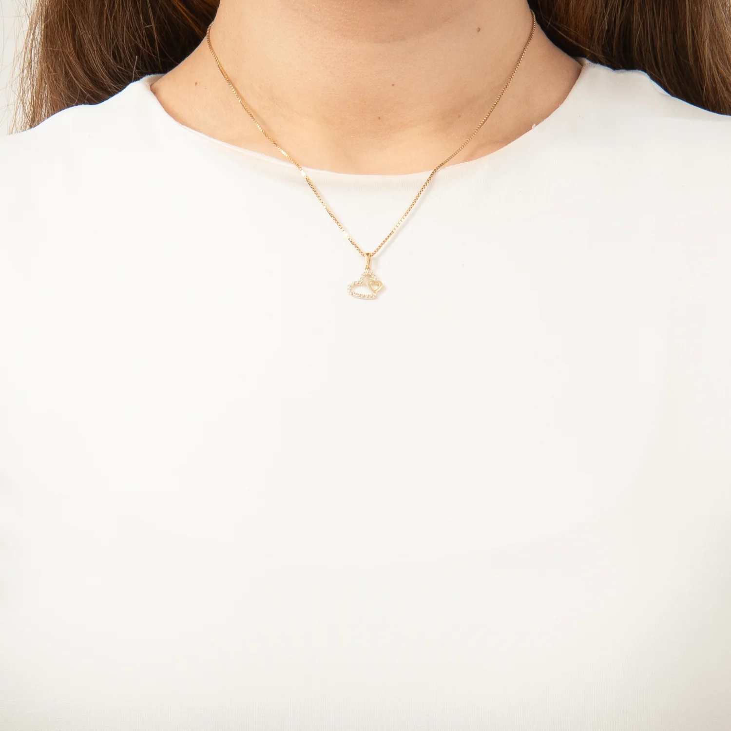 Vibholm GULD - Vedhæng m. dobbelthjerte, zirkonia - 8 kt. guld - Image 2