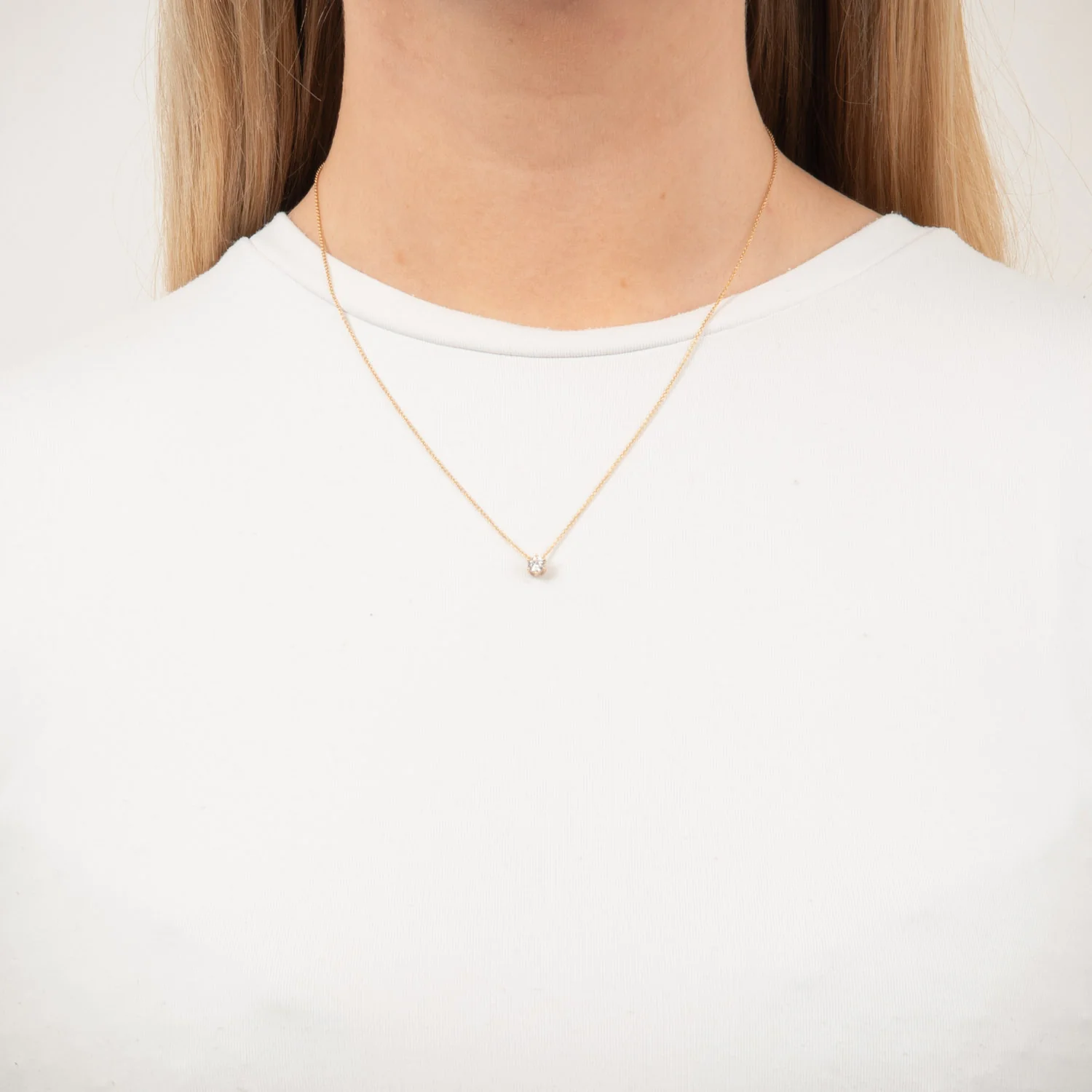 Vibholm GULD - Vedhæng m. zirkonia og 6 grabber , 45+3 cm - 9 karat guld - Image 2