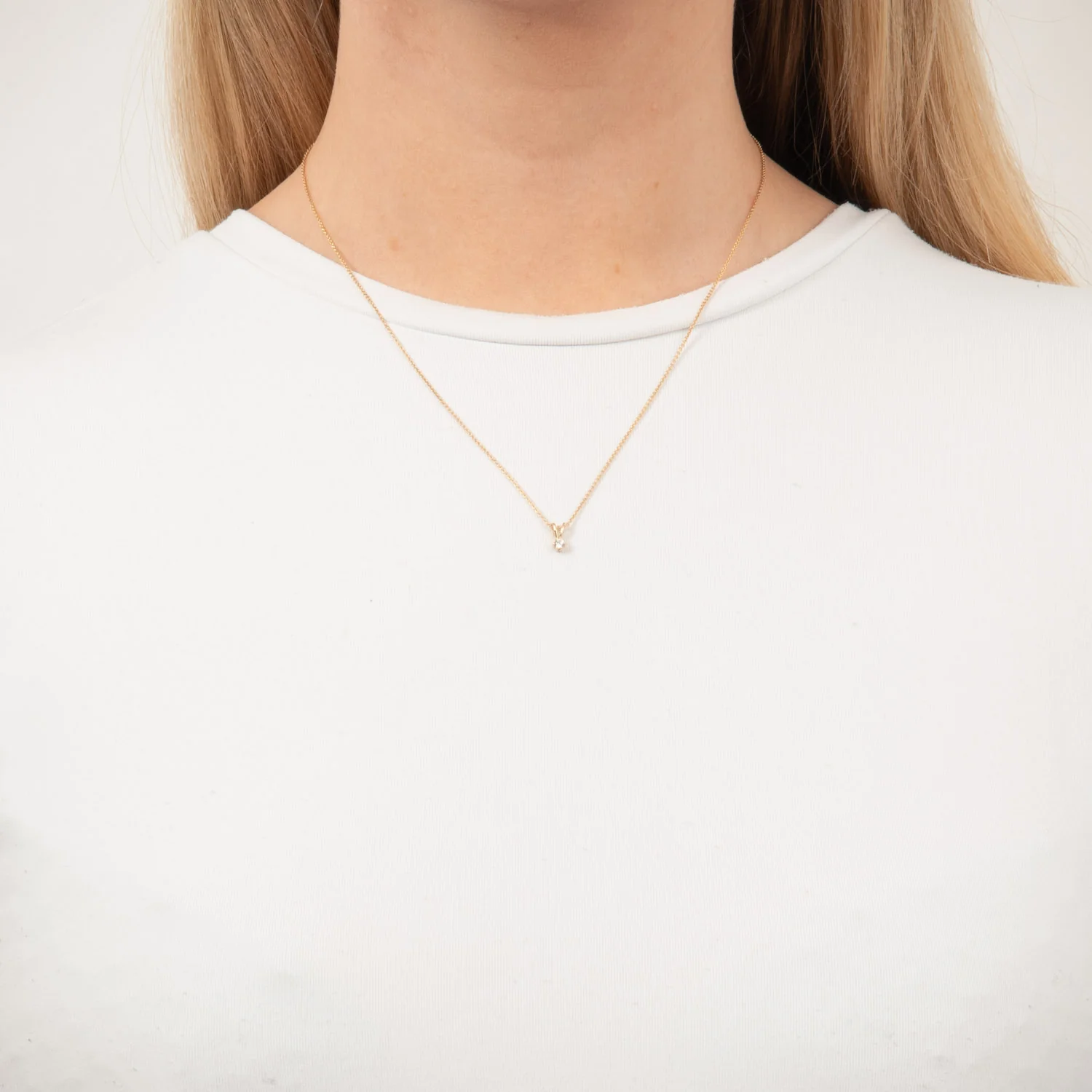Vibholm GULD - Vedhæng m. zirkonia og kæde, 45+3 cm - 9 karat guld - Image 2