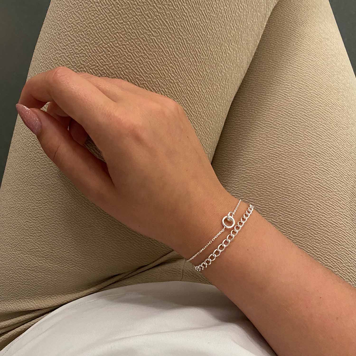 Vibholm SØLV - Åbent panser armbånd, 19 cm/4 mm - sølv - Image 3