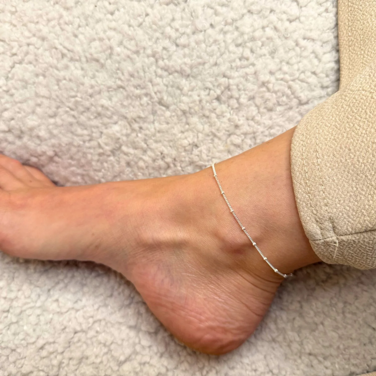 Vibholm SØLV - Ankelkæde med 14 kugler, 23+3 cm - Sølv - Image 2