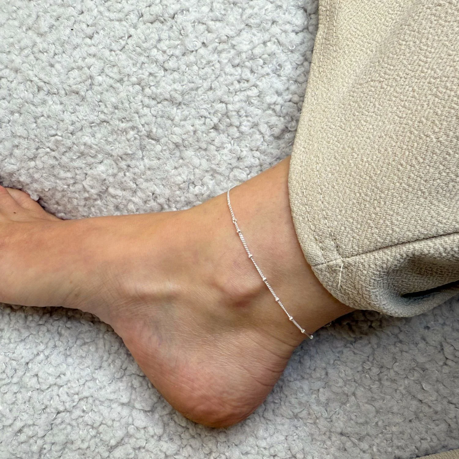 Vibholm SØLV - Ankelkæde med 8 kugler, 23+3 cm - Sølv - Image 2