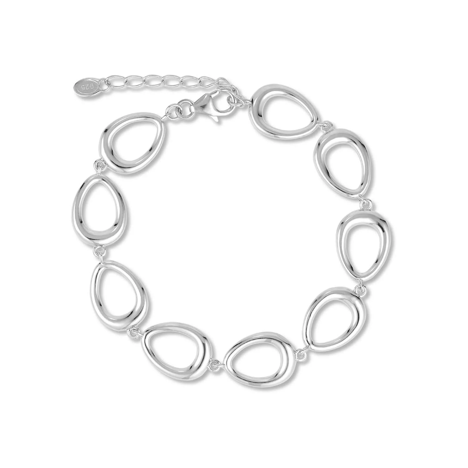 Vibholm SØLV - Armbånd m. dråbevedhæng, 19+3 cm - Rhodineret sølv