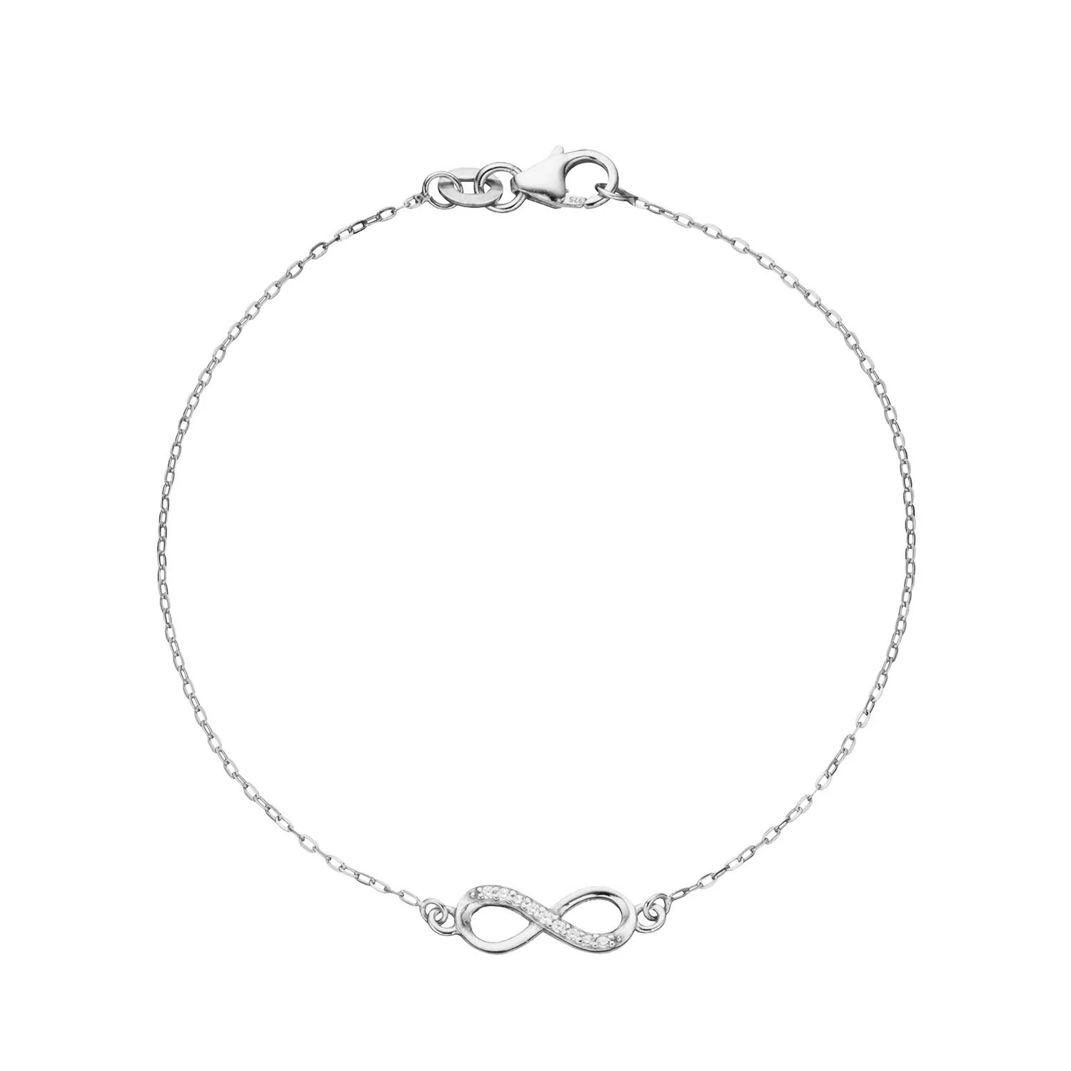 Vibholm SØLV - Armbånd m. evighedstegn, zirkonia/19 cm - Sølv