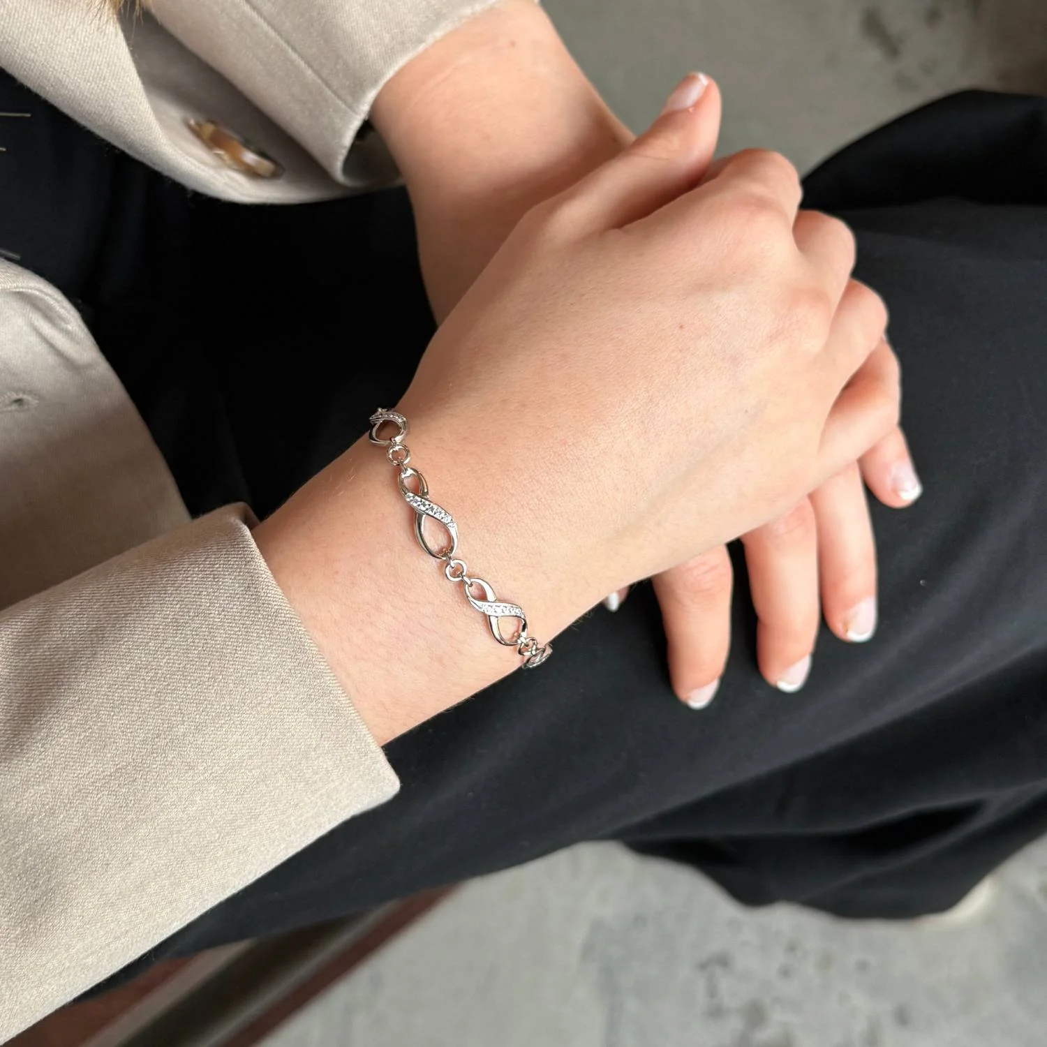 Vibholm SØLV - Armbånd m. zirkonia, 16+3 cm - Sølv - Image 3