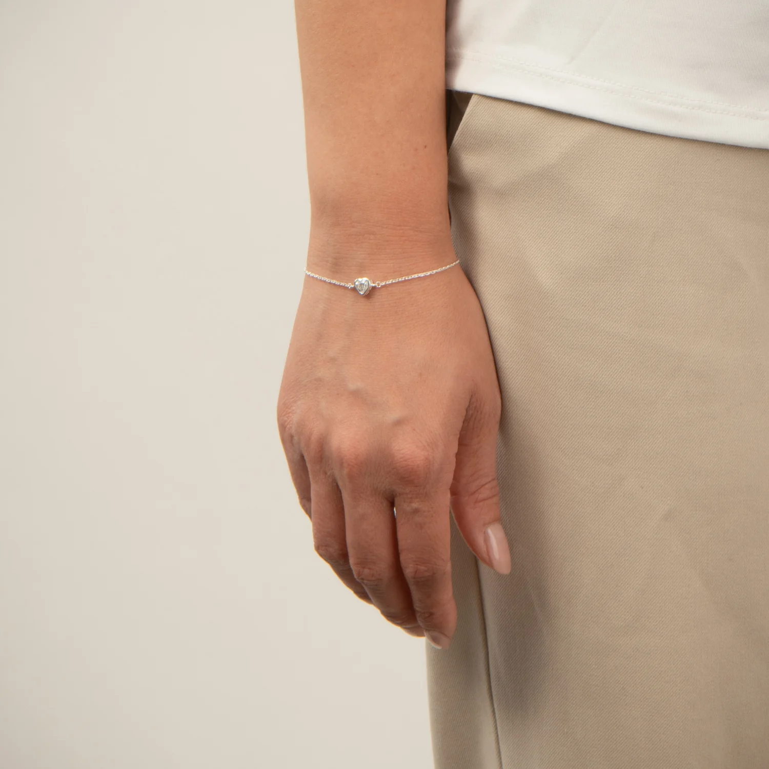 Vibholm SØLV - Armbånd med hjerte, zirkonia/16+3 cm - Sølv - Image 2