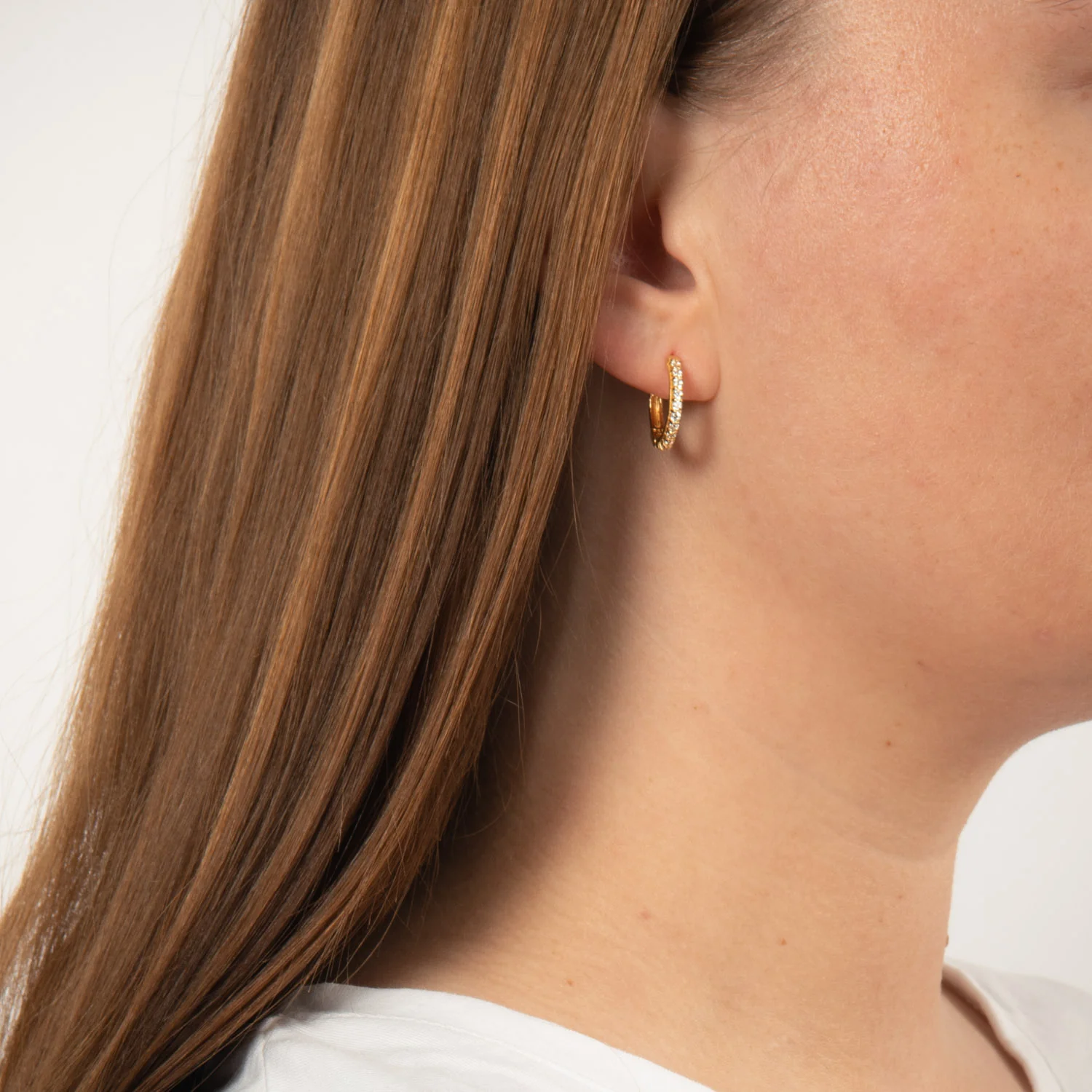 Vibholm SØLV - Clickcreoler med zirkonia, 17 mm - Forgyldt sterlingsølv - Image 2