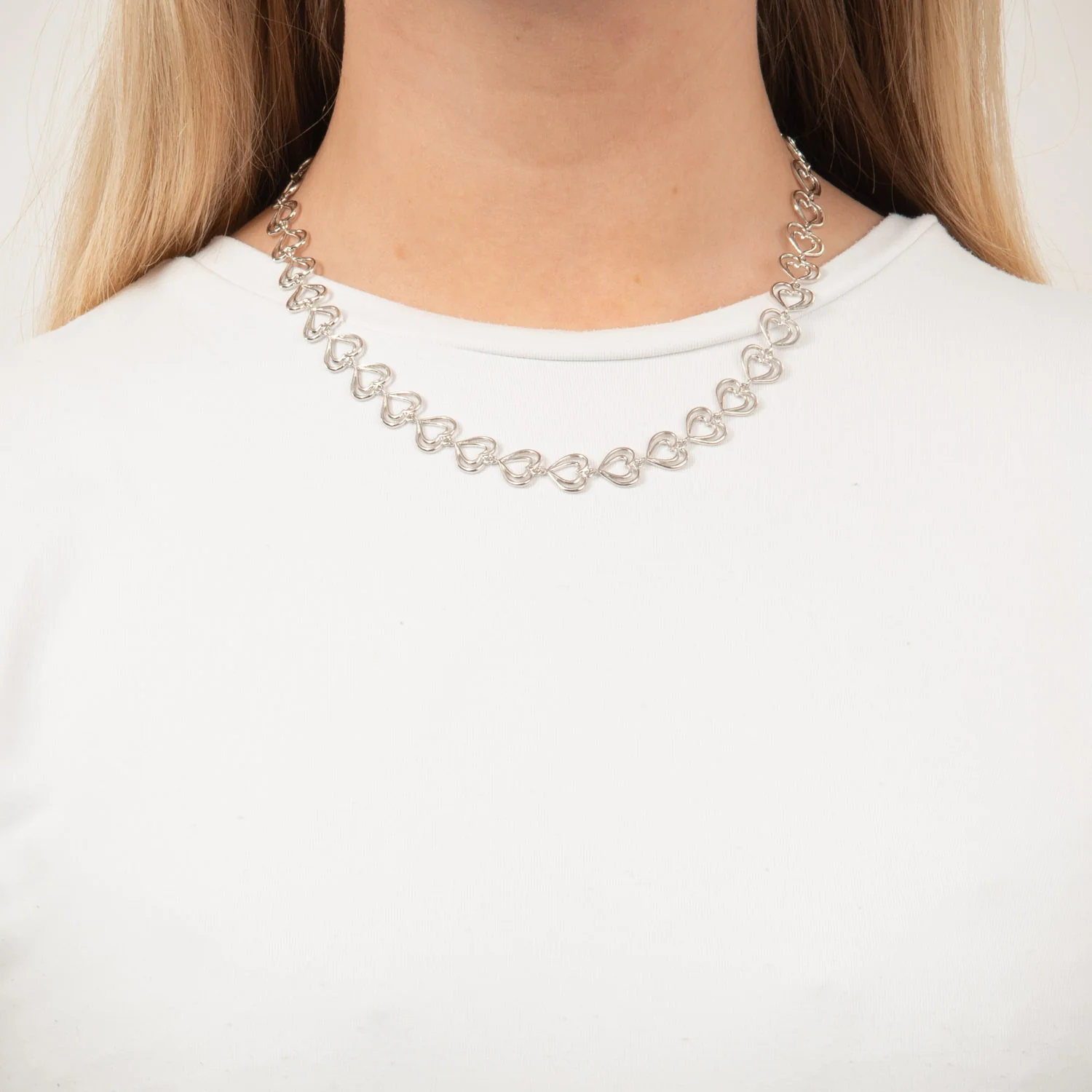 Vibholm SØLV - Halskæde m. hjertevedhæng, 42,5+3 cm - Rhodineret sølv - Image 2