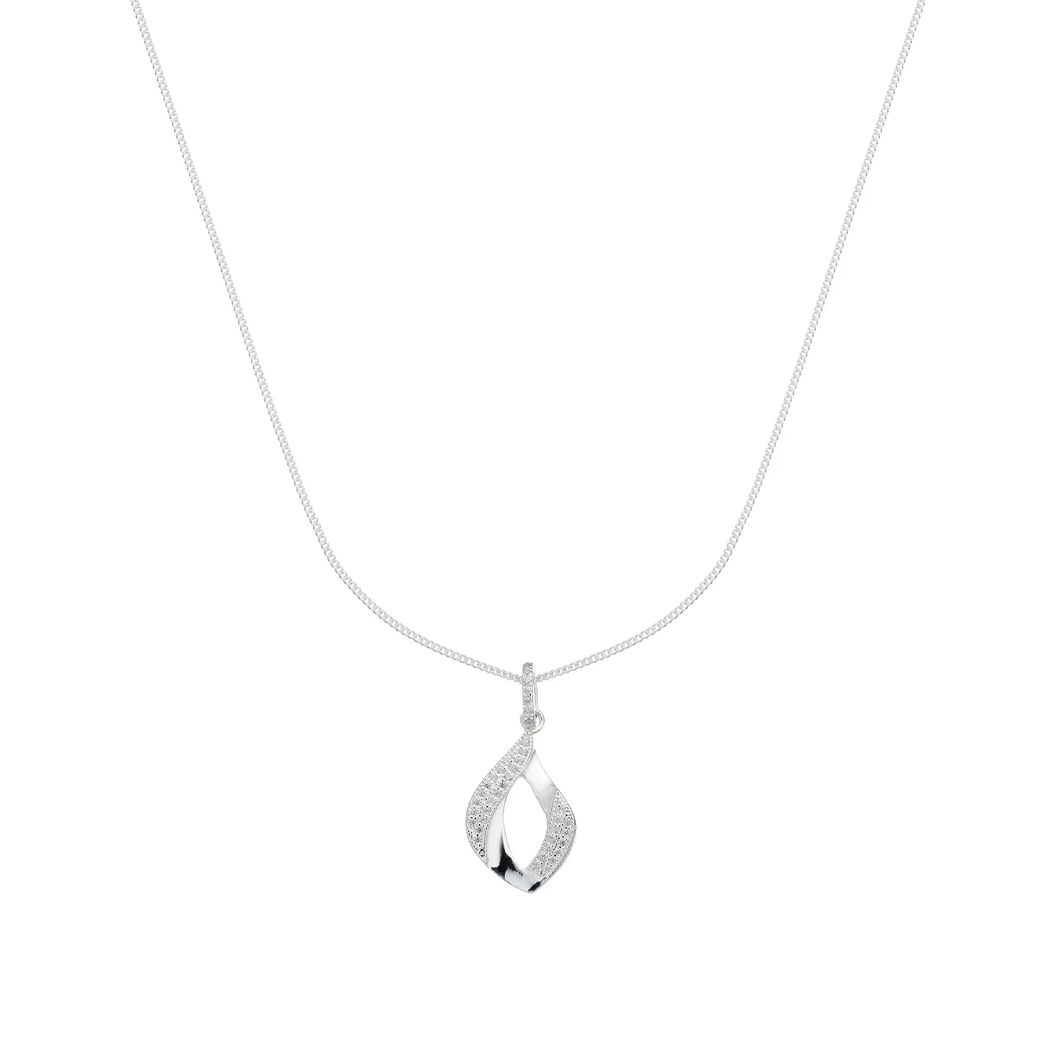 Vibholm SØLV - Halskæde m. vedhæng/zirkonia, 42+3 cm - Sølv