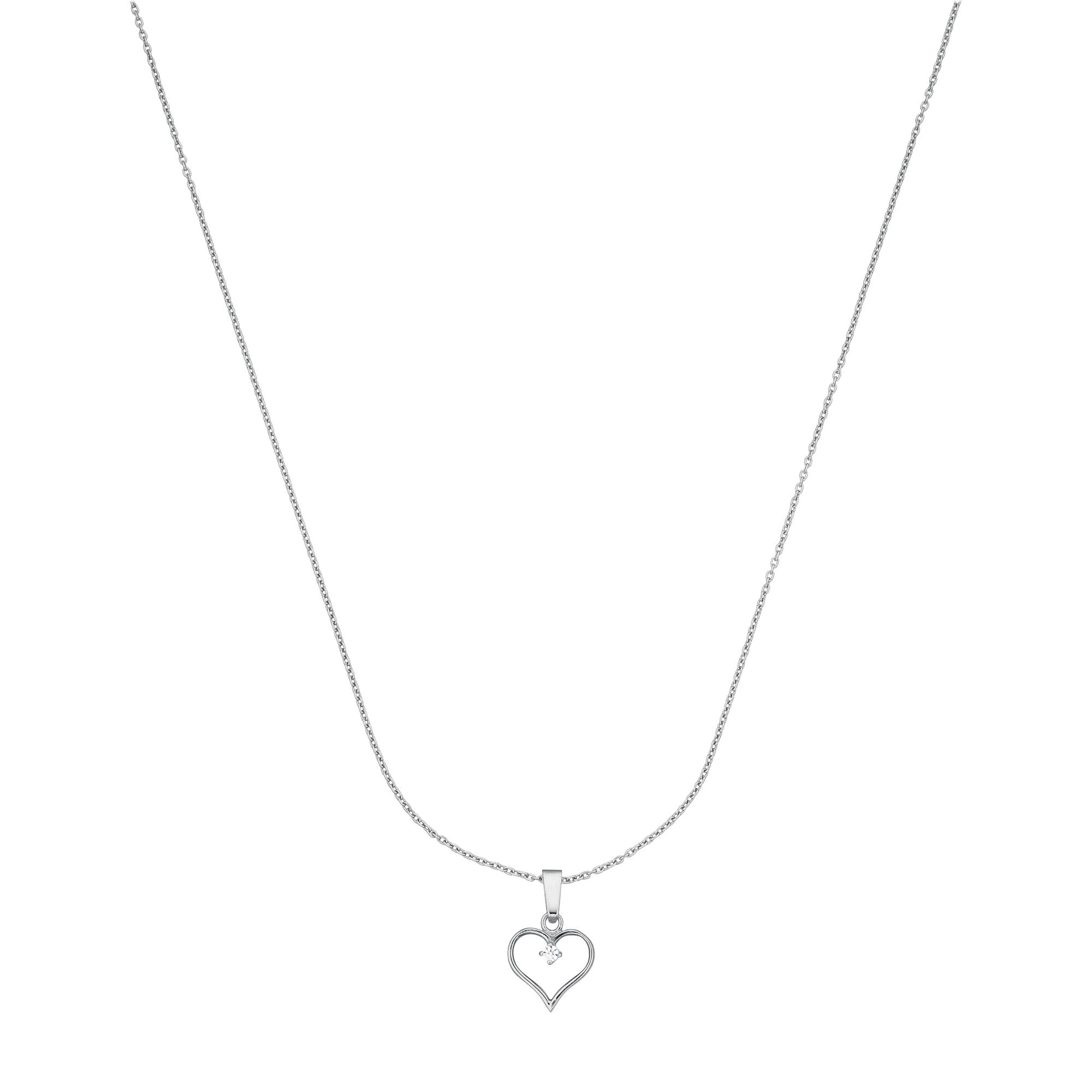 Vibholm SØLV - Hjerte halskæde med zirkonia, 45+5 cm - Sterlingsølv - Image 3