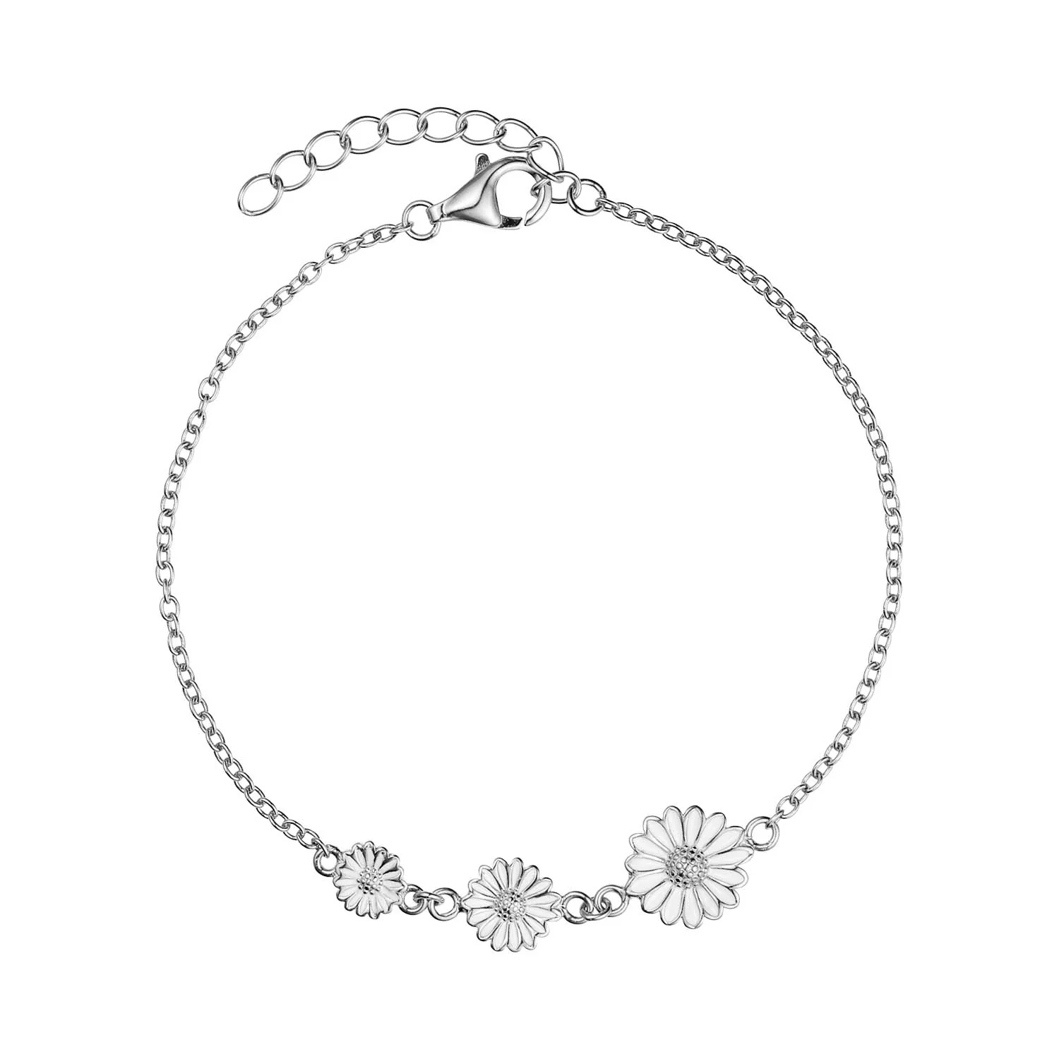 Vibholm SØLV - Marguerit armbånd, 4-9 mm/16+3 cm - Sølv