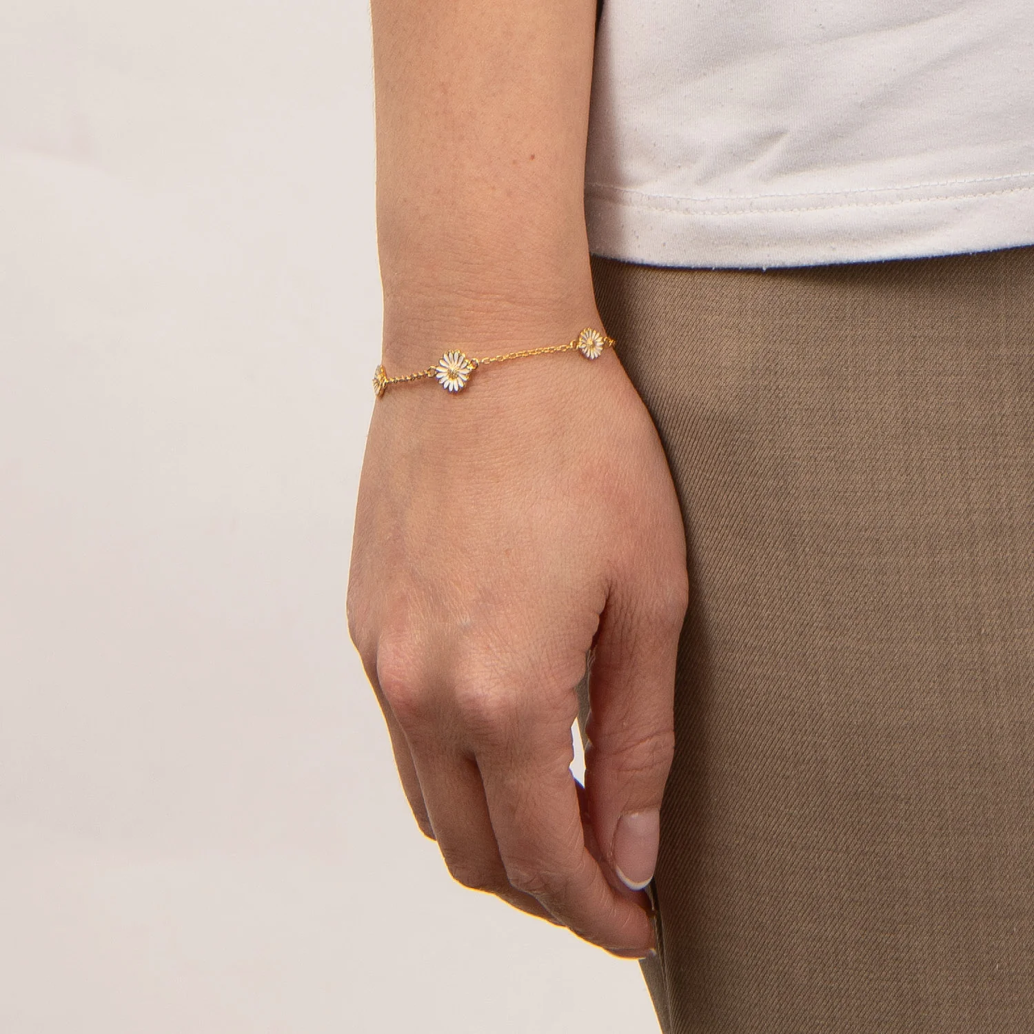 Vibholm SØLV - Marguerit armbånd, 7-9 mm/16+3 cm - Forgyldt sølv - Image 2