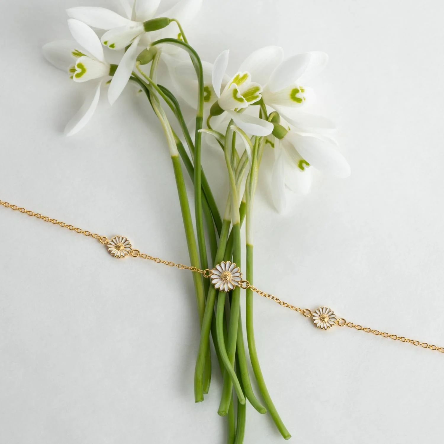 Vibholm SØLV - Marguerit armbånd, 7-9 mm/16+3 cm - Forgyldt sølv - Image 3
