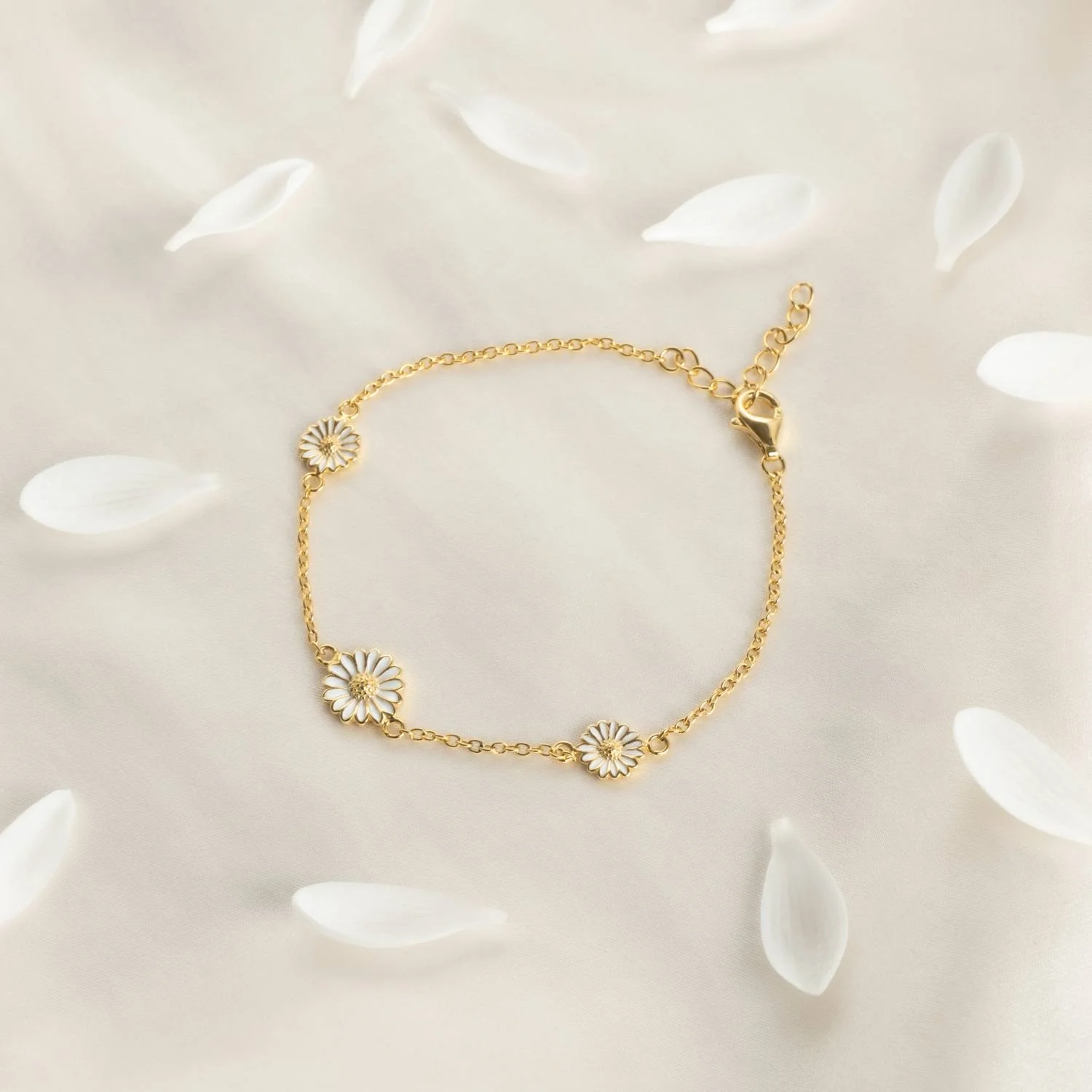 Vibholm SØLV - Marguerit armbånd, 7-9 mm/16+3 cm - Forgyldt sølv - Image 4
