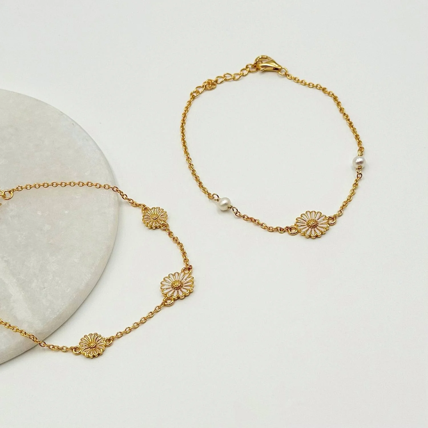 Vibholm SØLV - Marguerit armbånd, 7-9 mm/16+3 cm - Forgyldt sølv - Image 6