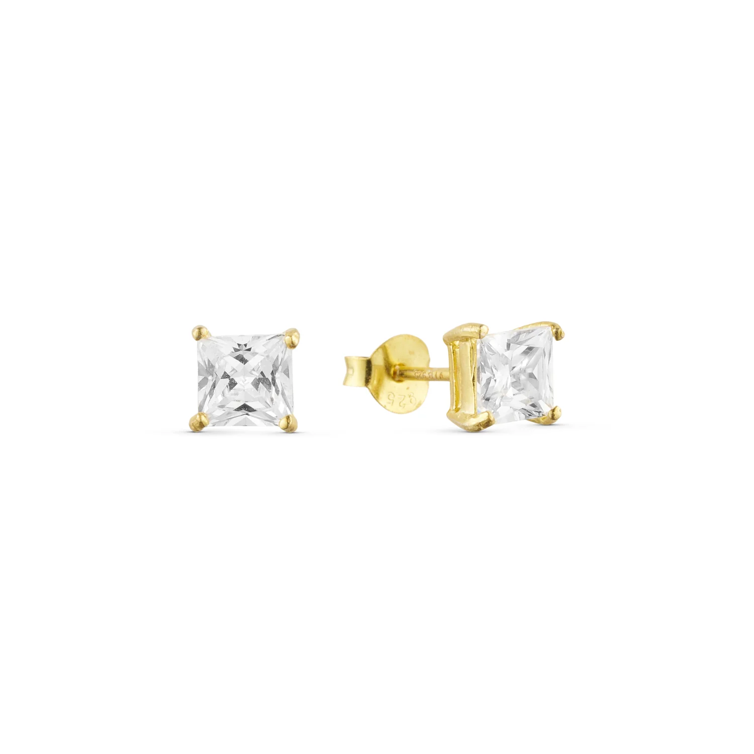 Vibholm SØLV - Ørestikker m. zirkonia, 5x5 mm - Forgyldt sølv