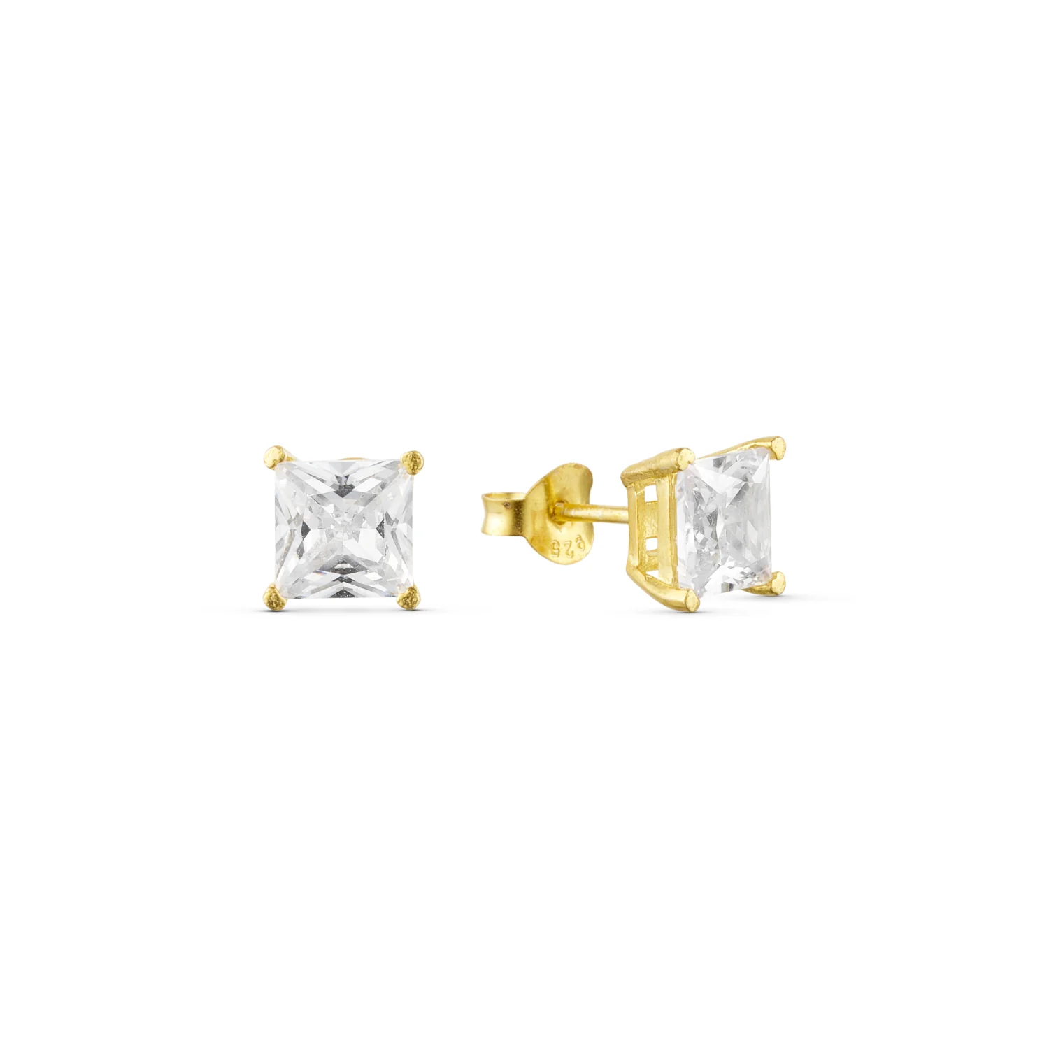 Vibholm SØLV - Ørestikker m. zirkonia, 6x6 mm - Forgyldt sølv