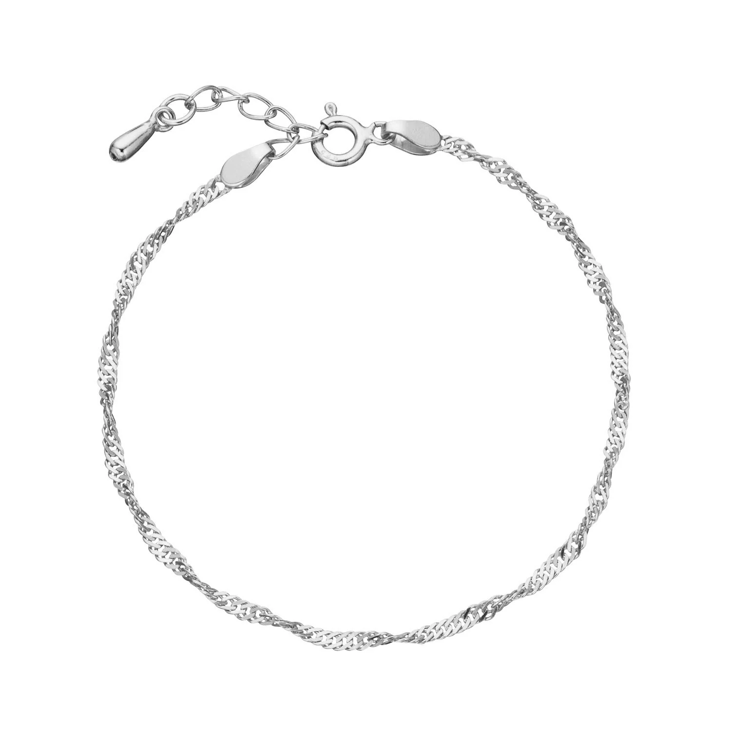 Vibholm SØLV - Singapore armbånd, 16+2 cm - Sølv