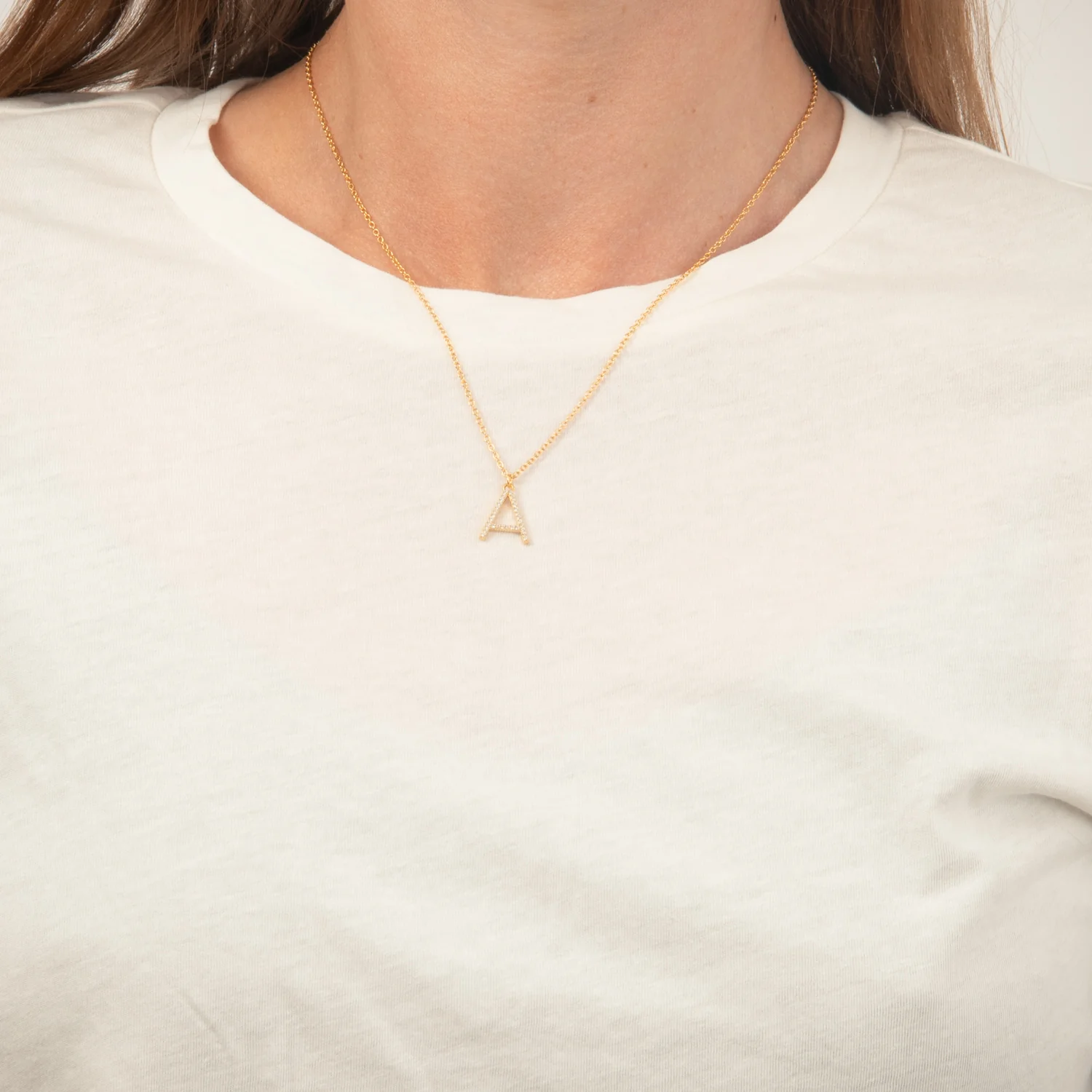 View Jewellery - Bogstavshalskæde, A - Forgyldt sølv - Image 2