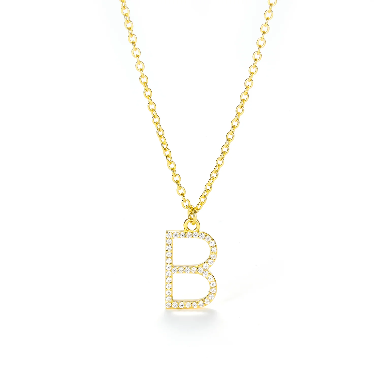 View Jewellery - Bogstavshalskæde, B - Forgyldt sølv
