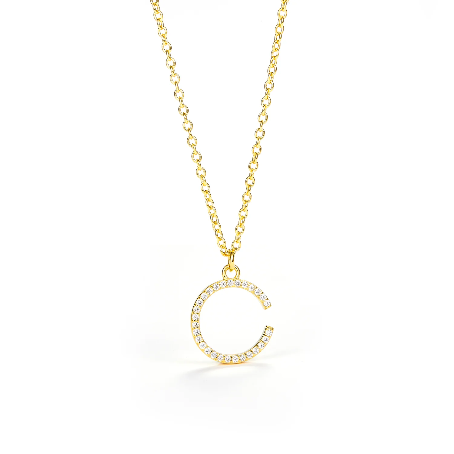 View Jewellery - Bogstavshalskæde, C - Forgyldt sølv