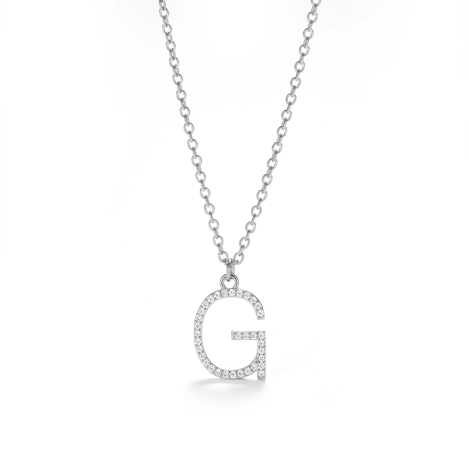 View Jewellery - Bogstavshalskæde, G - Rhodineret sølv