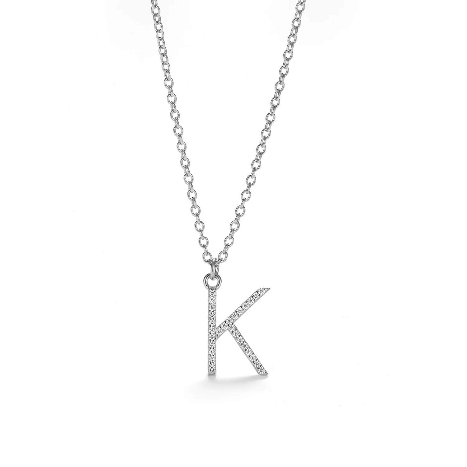 View Jewellery - Bogstavshalskæde, K - Rhodineret sølv