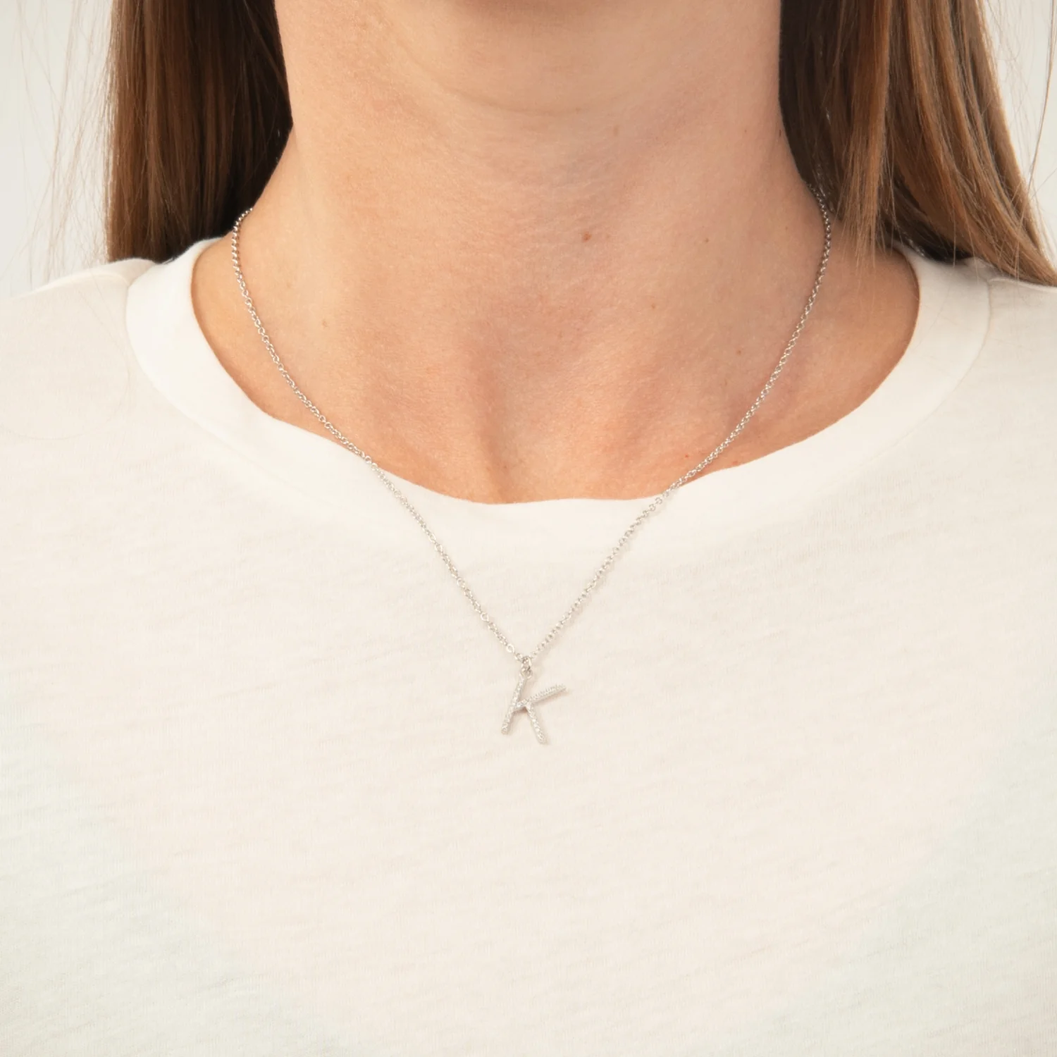 View Jewellery - Bogstavshalskæde, K - Rhodineret sølv - Image 2