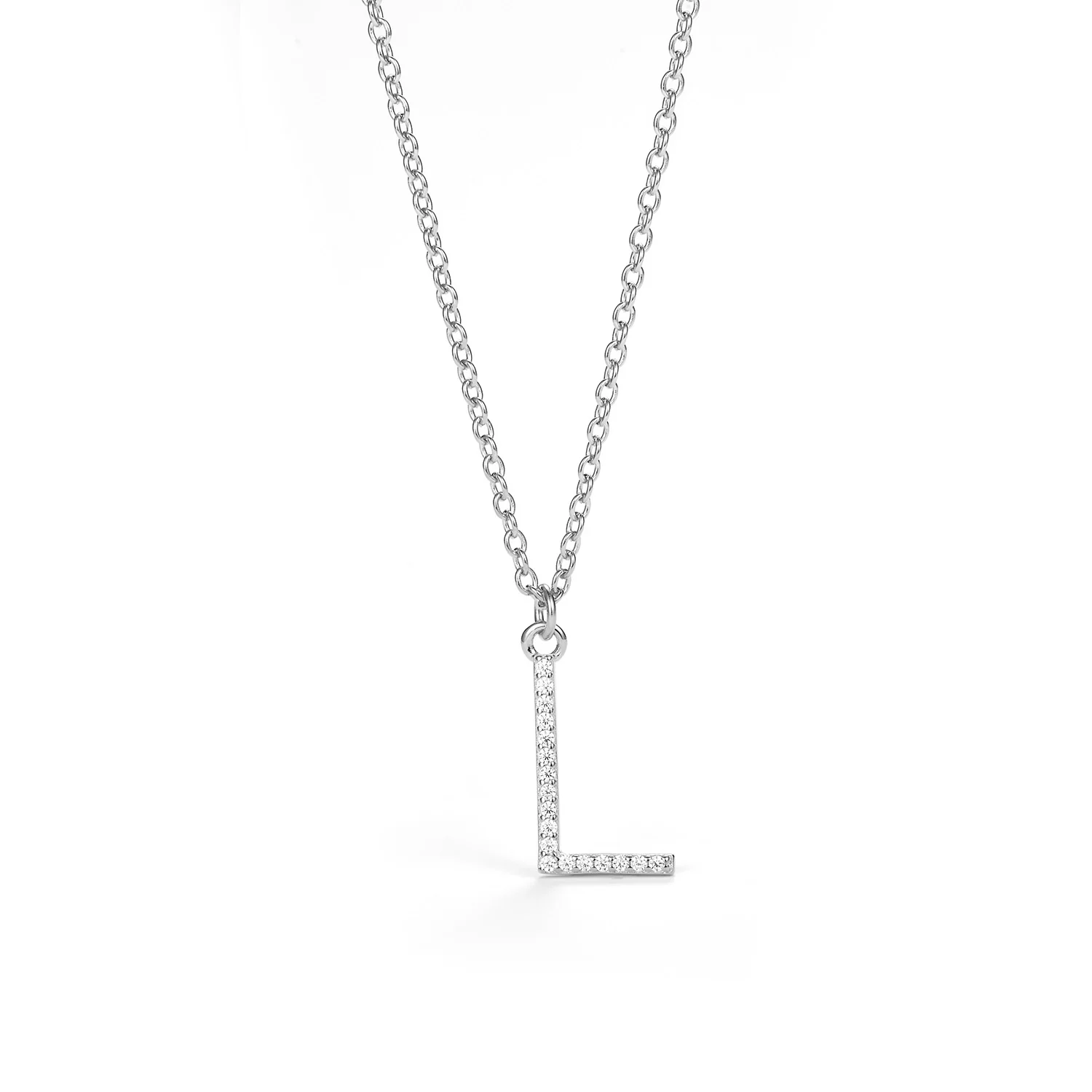 View Jewellery - Bogstavshalskæde, L - Rhodineret sølv