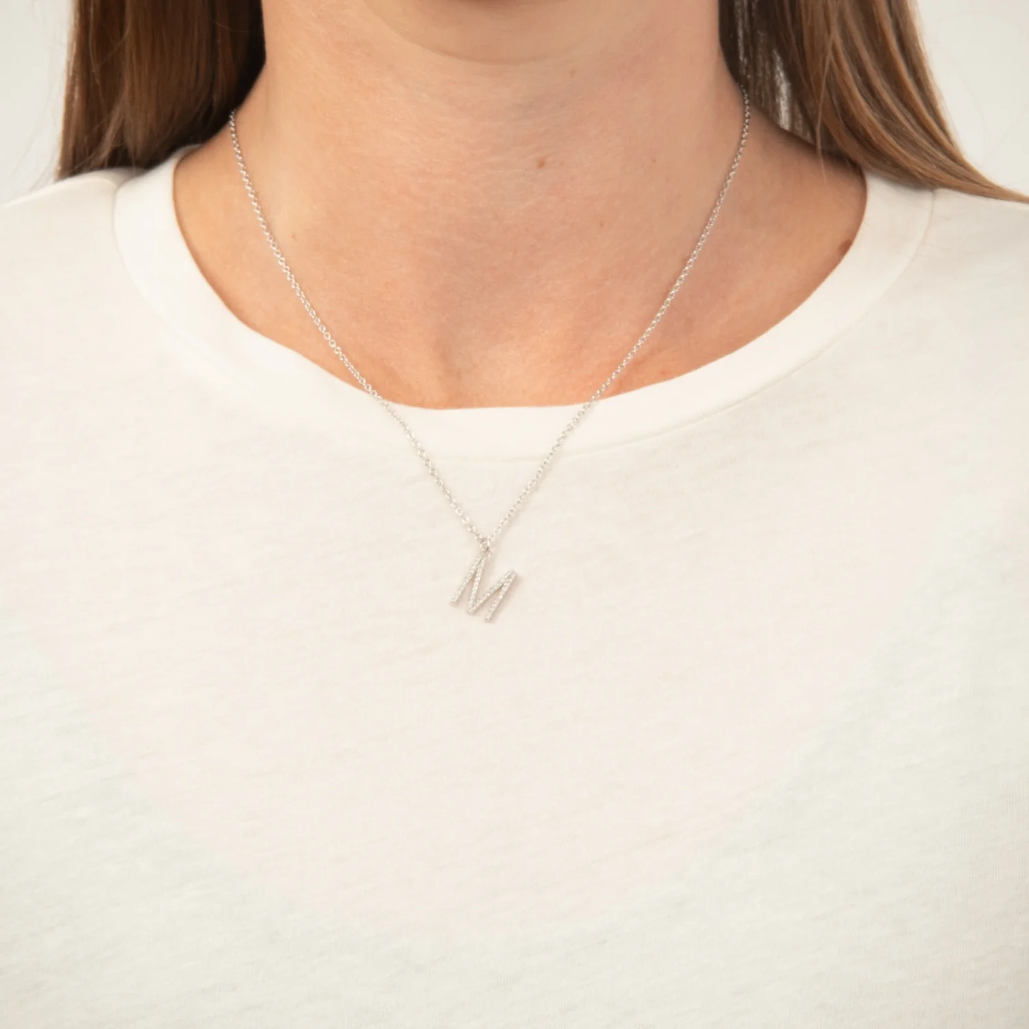 View Jewellery - Bogstavshalskæde, M - Rhodineret sølv - Image 2