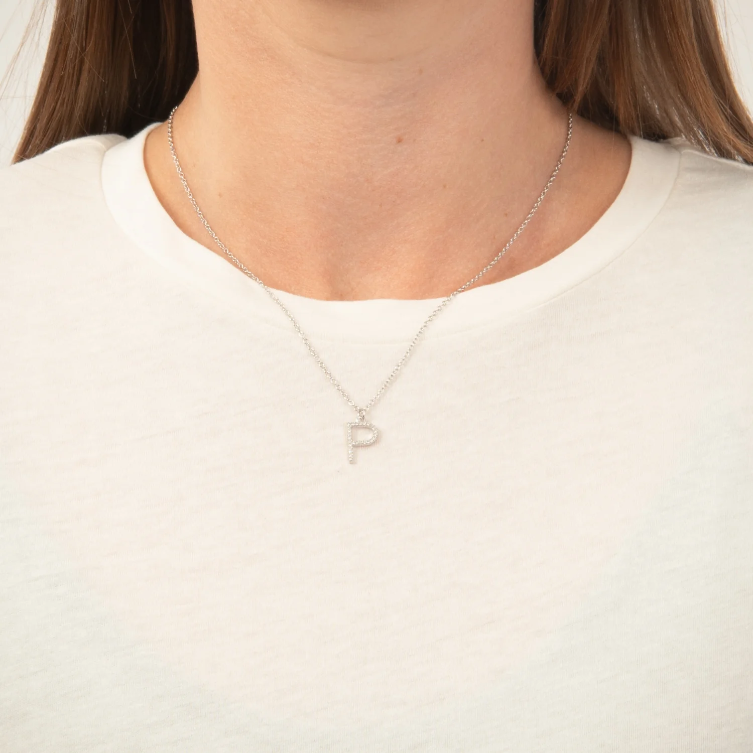 View Jewellery - Bogstavshalskæde, P - Rhodineret sølv - Image 2