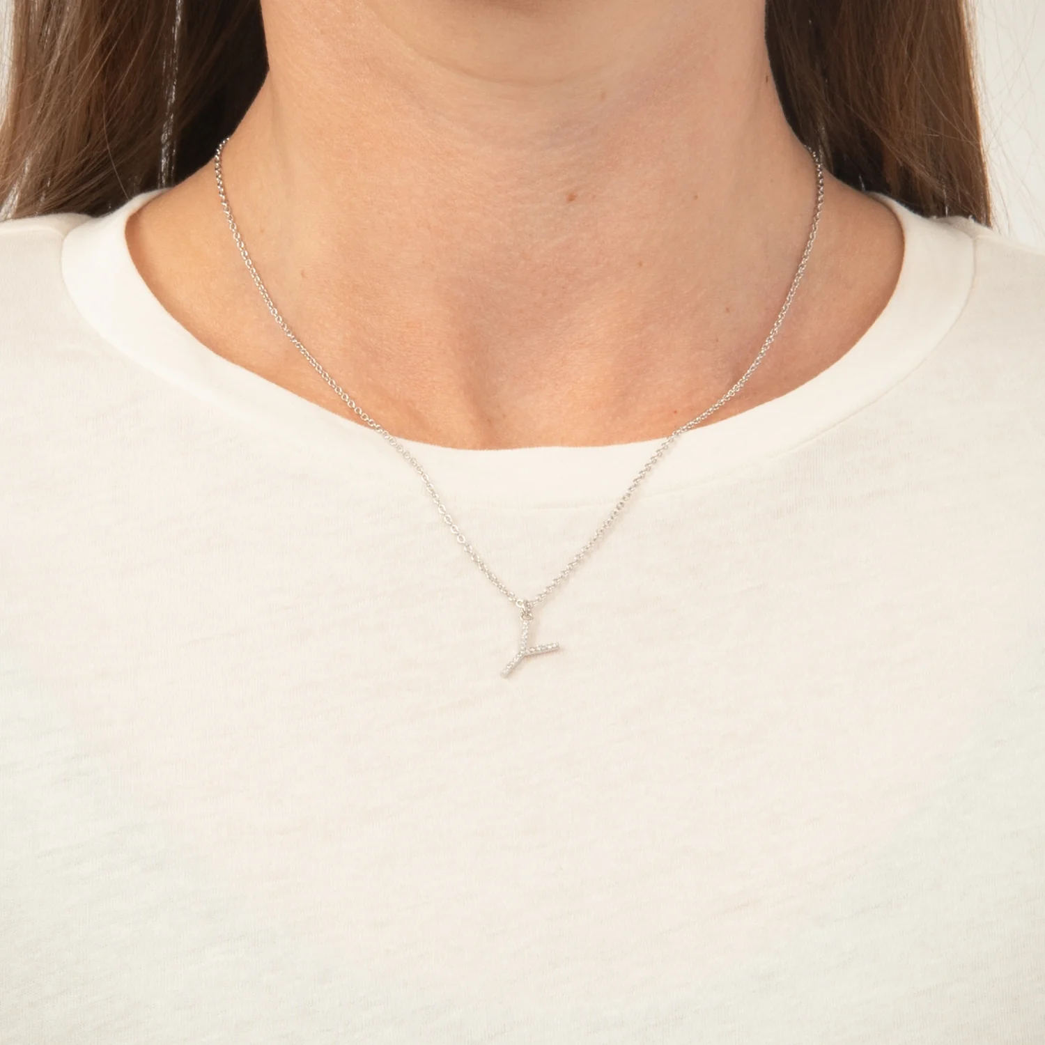 View Jewellery - Bogstavshalskæde, Y - Rhodineret sølv - Image 2