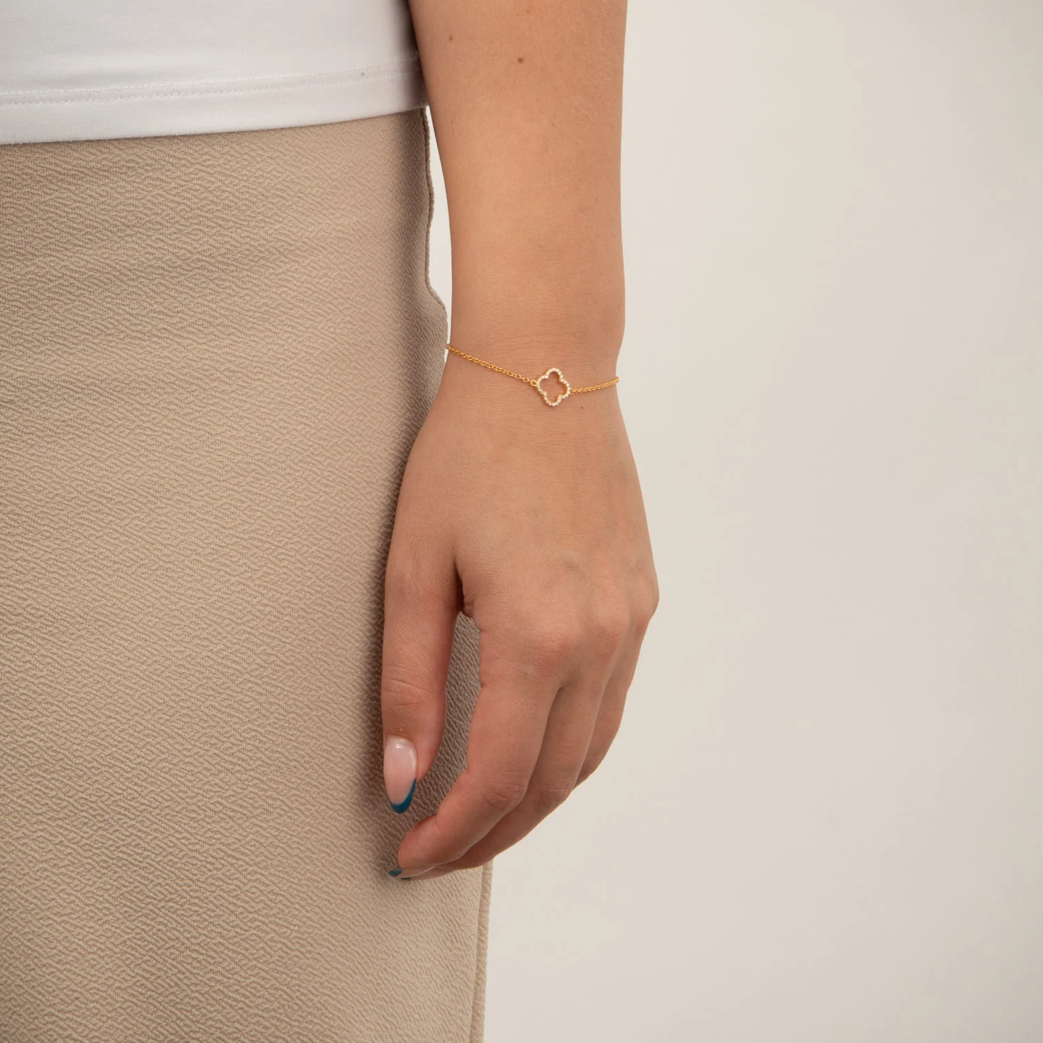 View Jewellery - Clover armbånd m. zirkonia, 16+3 cm - Forgyldt sølv - Image 2
