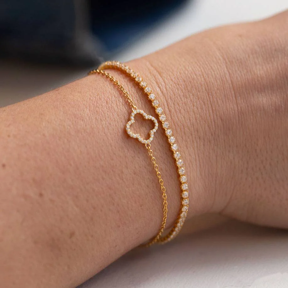 View Jewellery - Clover armbånd m. zirkonia, 16+3 cm - Forgyldt sølv - Image 4