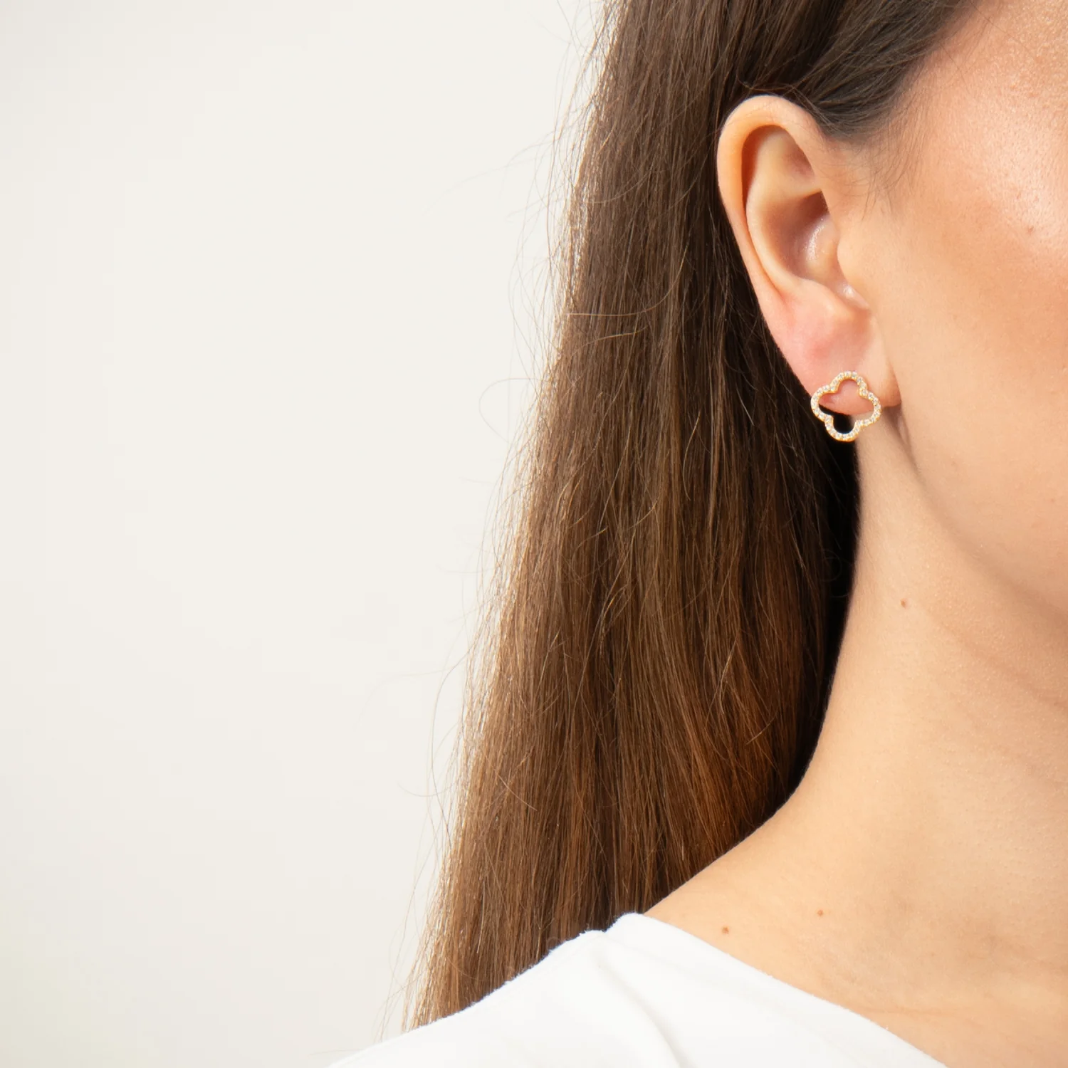 View Jewellery - Clover ørestikker, zirkonia - Forgyldt sølv - Image 2