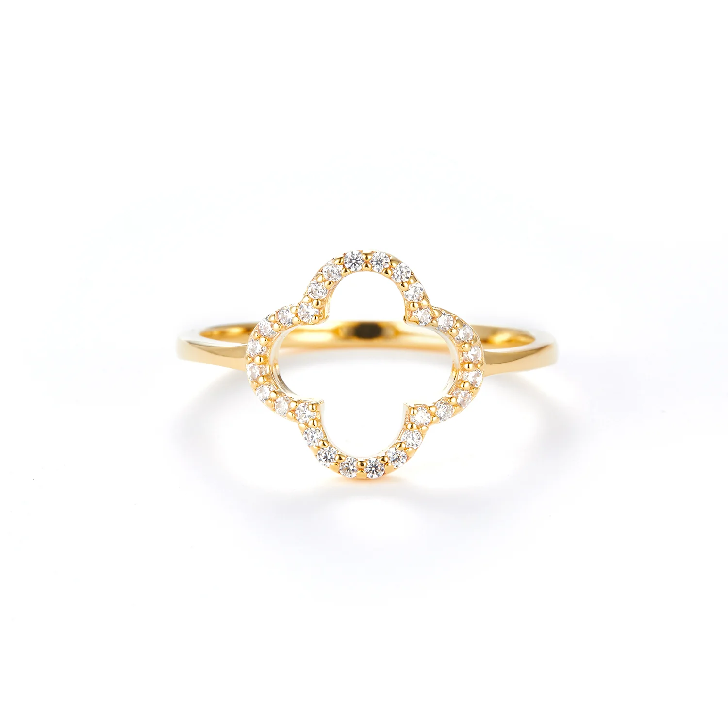 View Jewellery - Clover ring, zirkonia - Forgyldt sølv