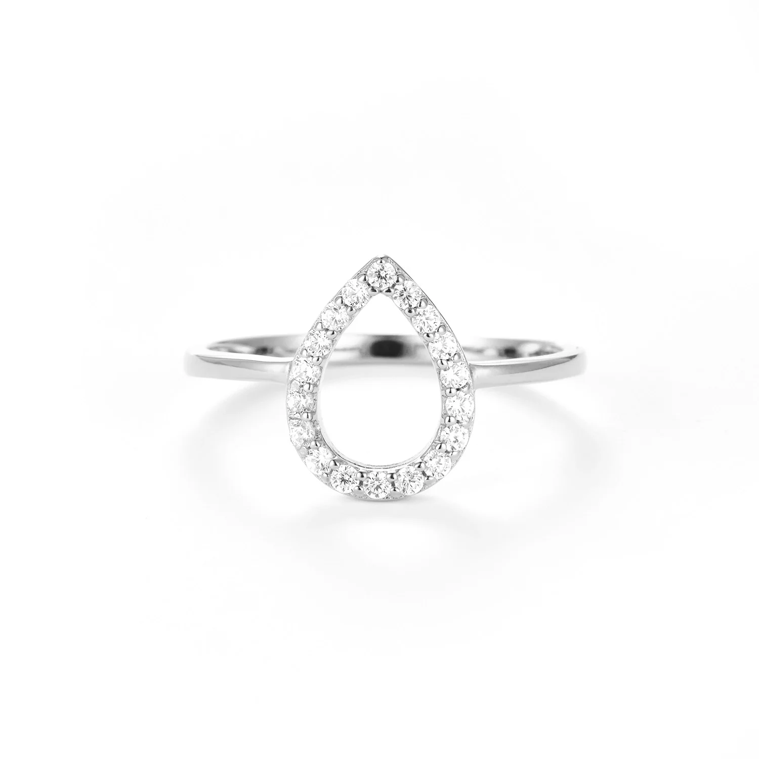 View Jewellery - Drop ring, zirkonia - Rhodineret sølv