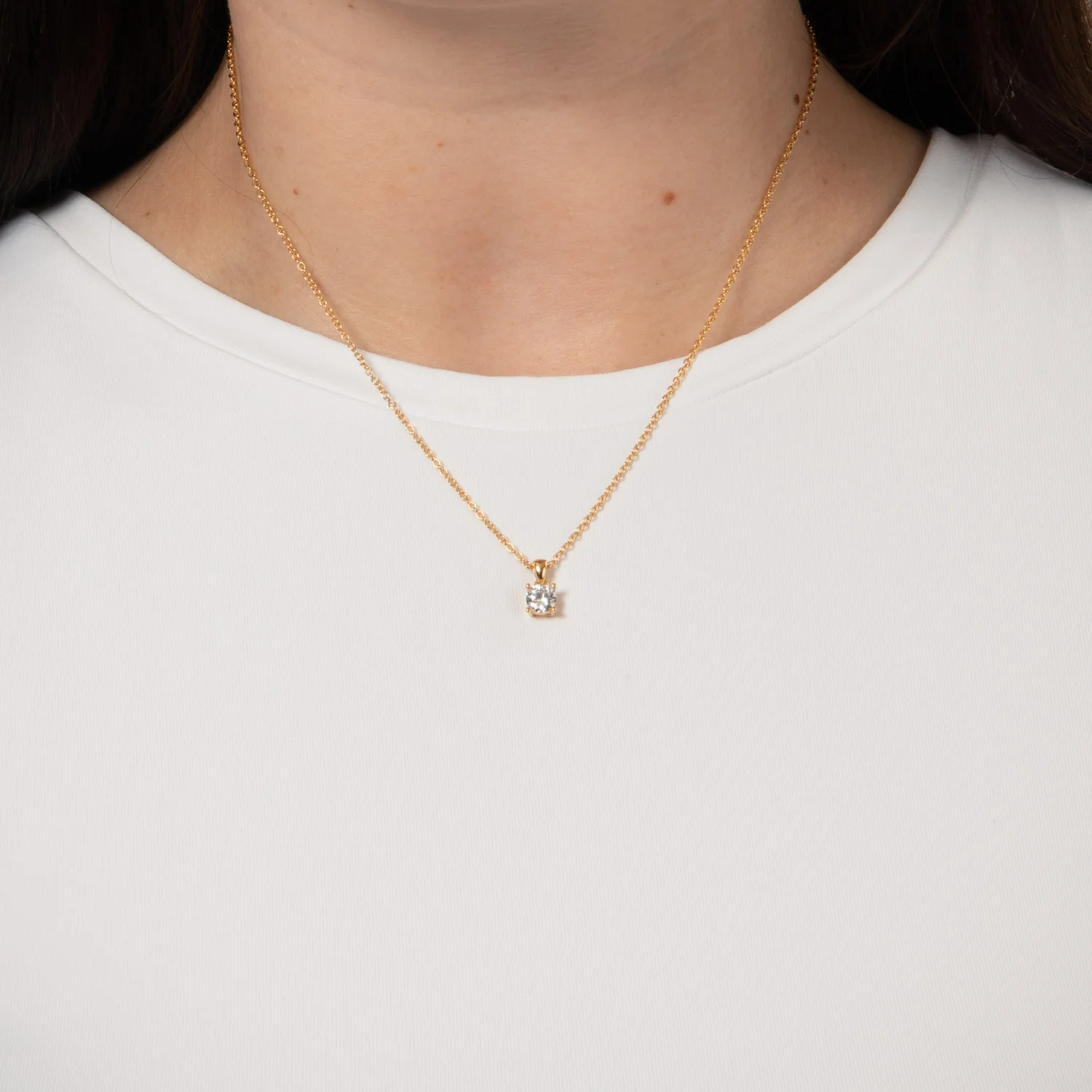 View Jewellery - Lady halskæde m. zirkonia, 42+3cm - Forgyldt sølv - Image 2