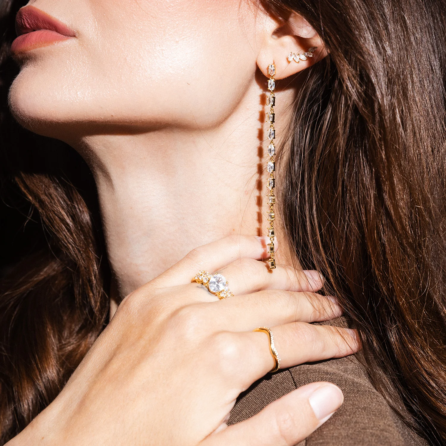 View Jewellery - Madonna øreringe, zirkonia - Forgyldt sølv - Image 3
