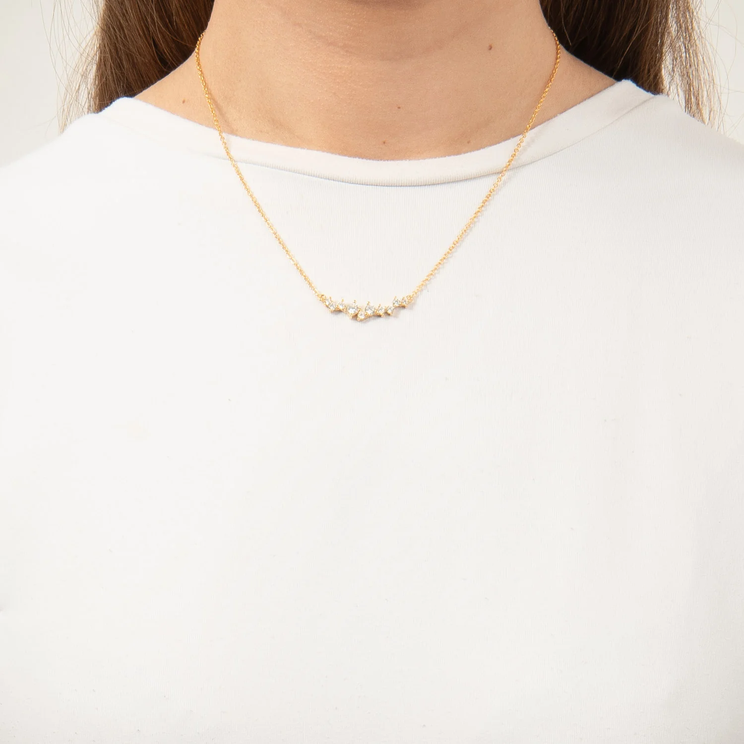 View Jewellery - Nasima halskæde m. zirkonia, 42+3 cm - Forgyldt sølv - Image 2