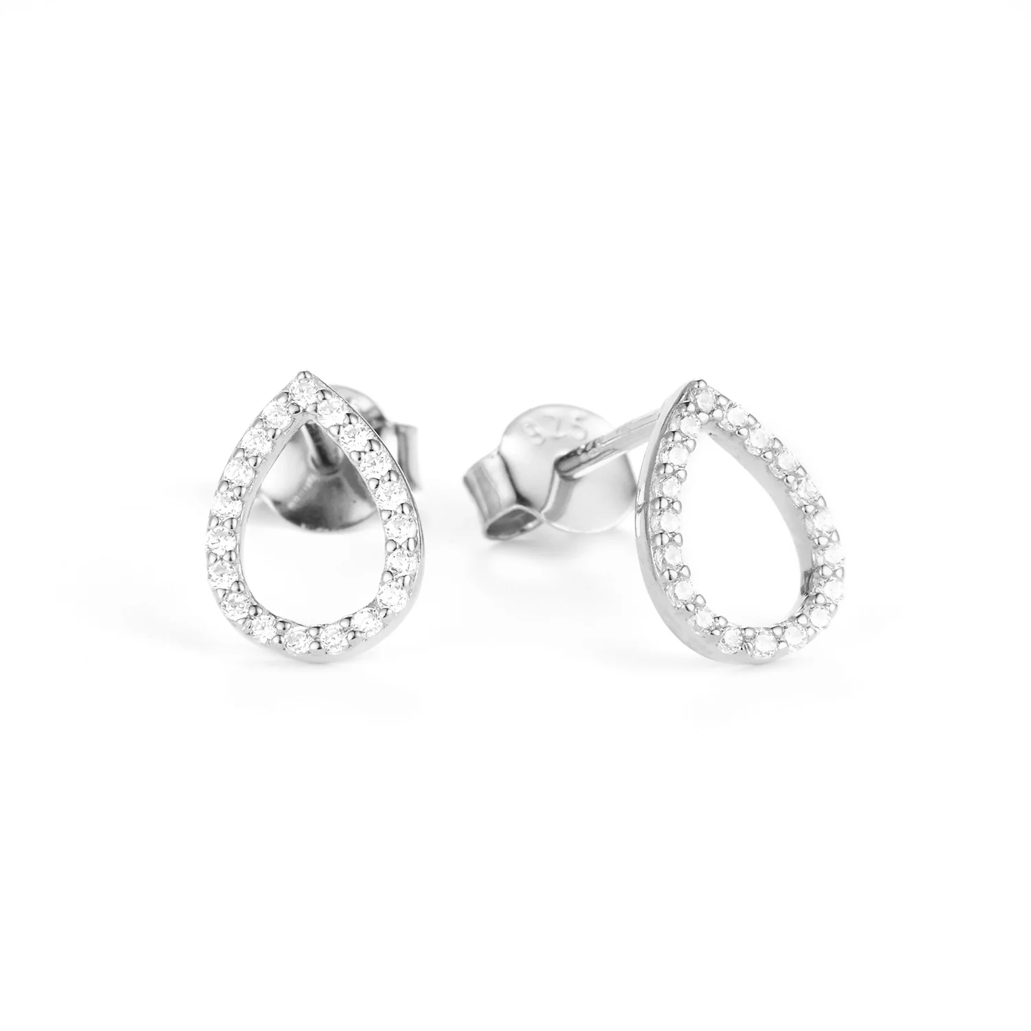 View Jewellery - Petit Drop ørestikker, zirkonia - Rhodineret sølv