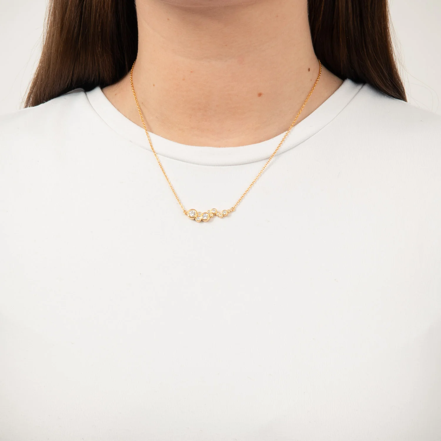 View Jewellery - Tessie halskæde m. zirkonia, 42+3 cm - Forgyldt sølv - Image 2