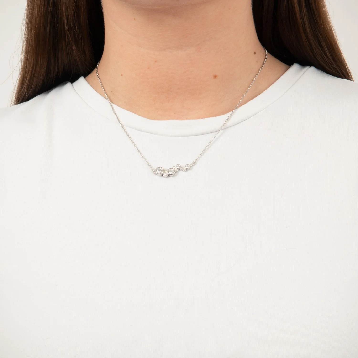 View Jewellery - Tessie halskæde m. zirkonia, 42+3 cm - Rhodineret sølv - Image 2