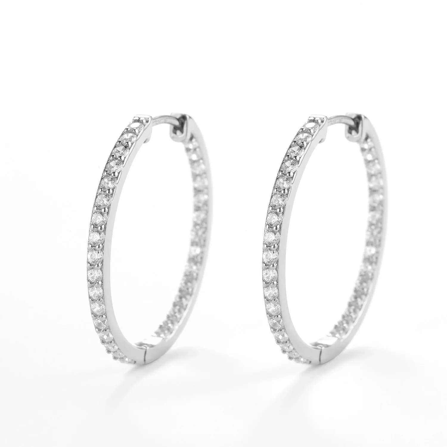 View Jewellery - Thalia Big creoler m. zirkoner, 25 mm - Rhodineret sølv