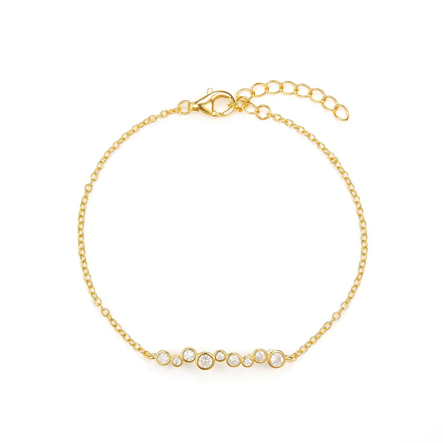 View Jewellery - Theodora armbånd m. zirkonia, 16+3 cm - Forgyldt sølv